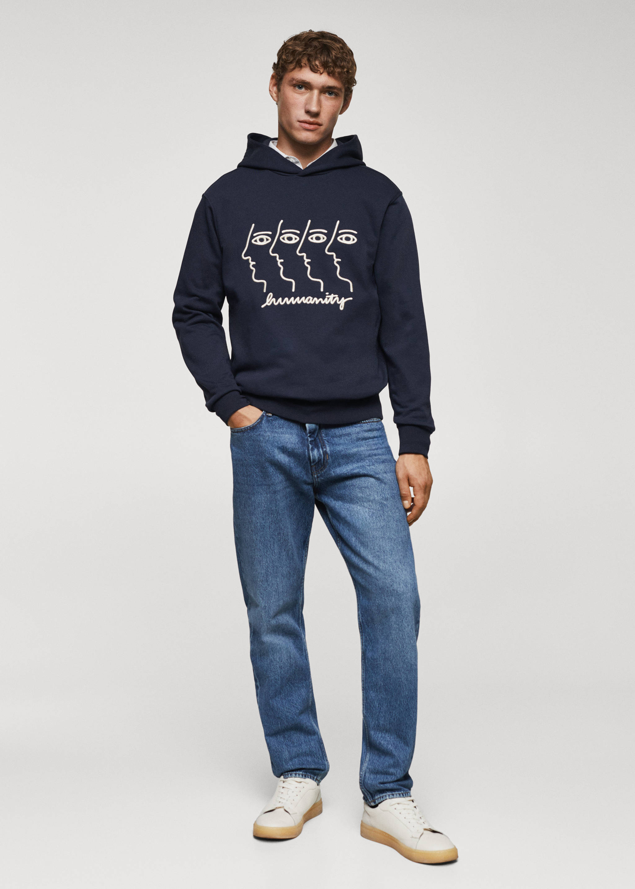 Sweat-shirt capuche broderie - Plan général