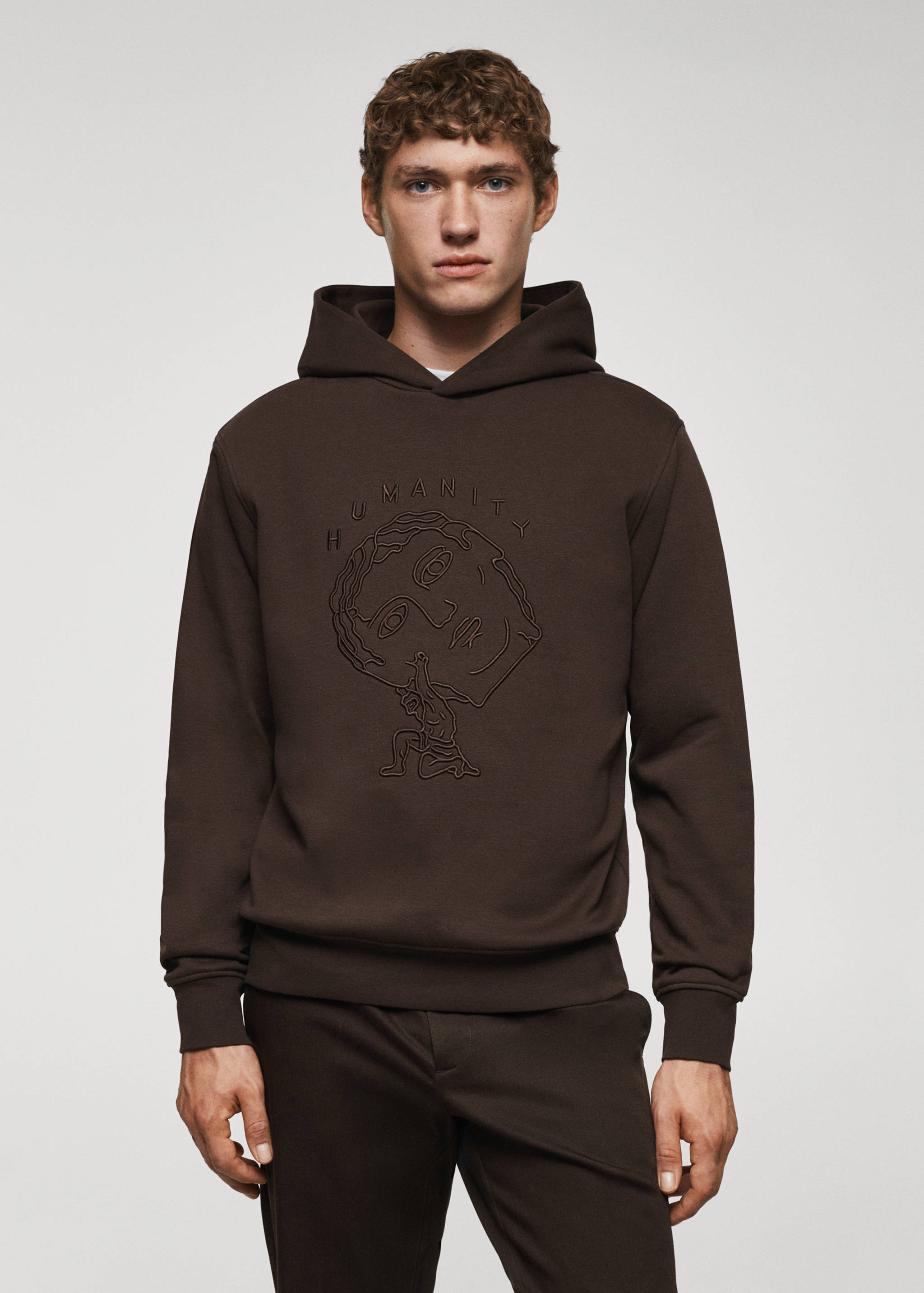 Sweat-shirt capuche broderie - Plan moyen
