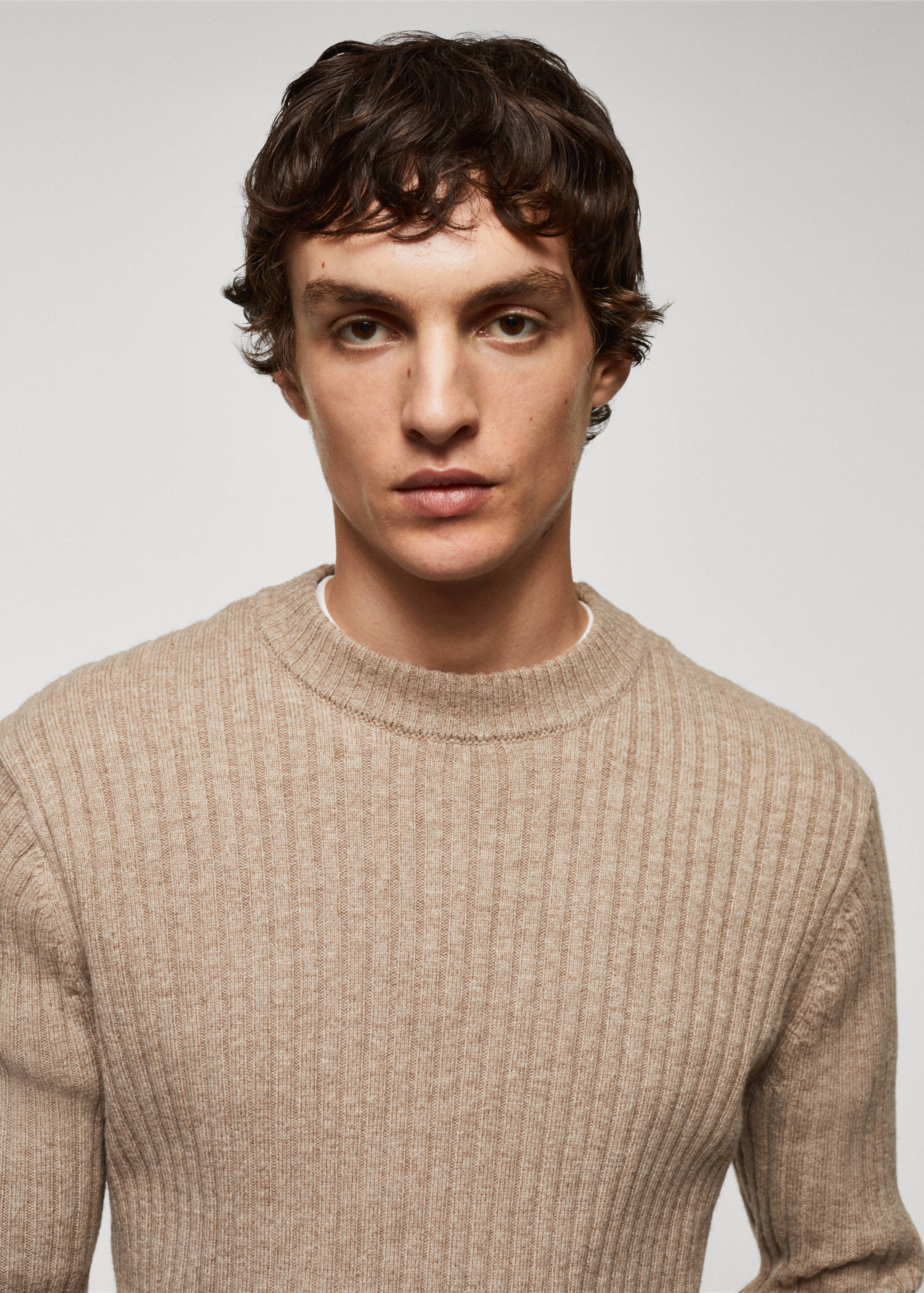 سترة بمزيج من الصوف المضلع - تفاصيل المنتج 1