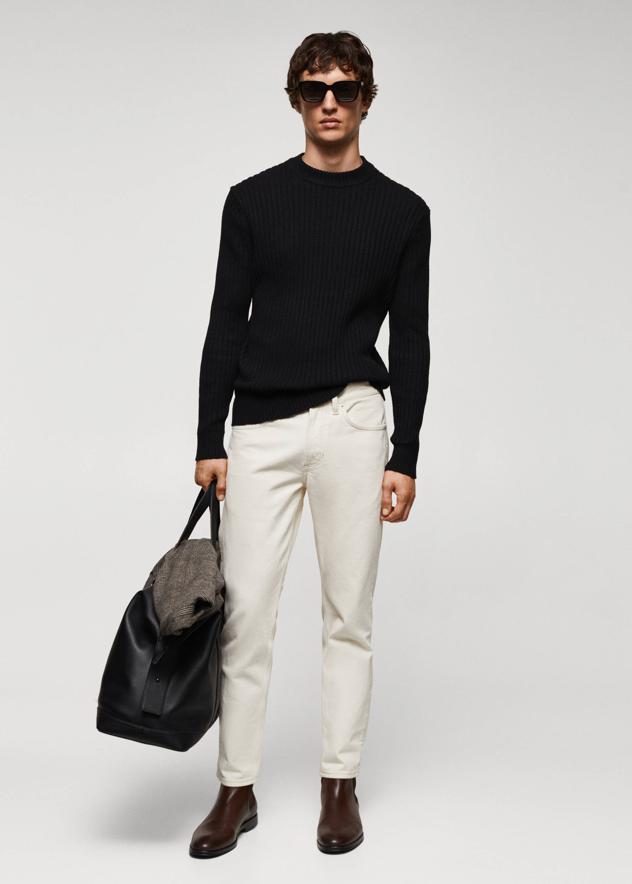 سترة بمزيج من الصوف المضلع - رؤية عامة