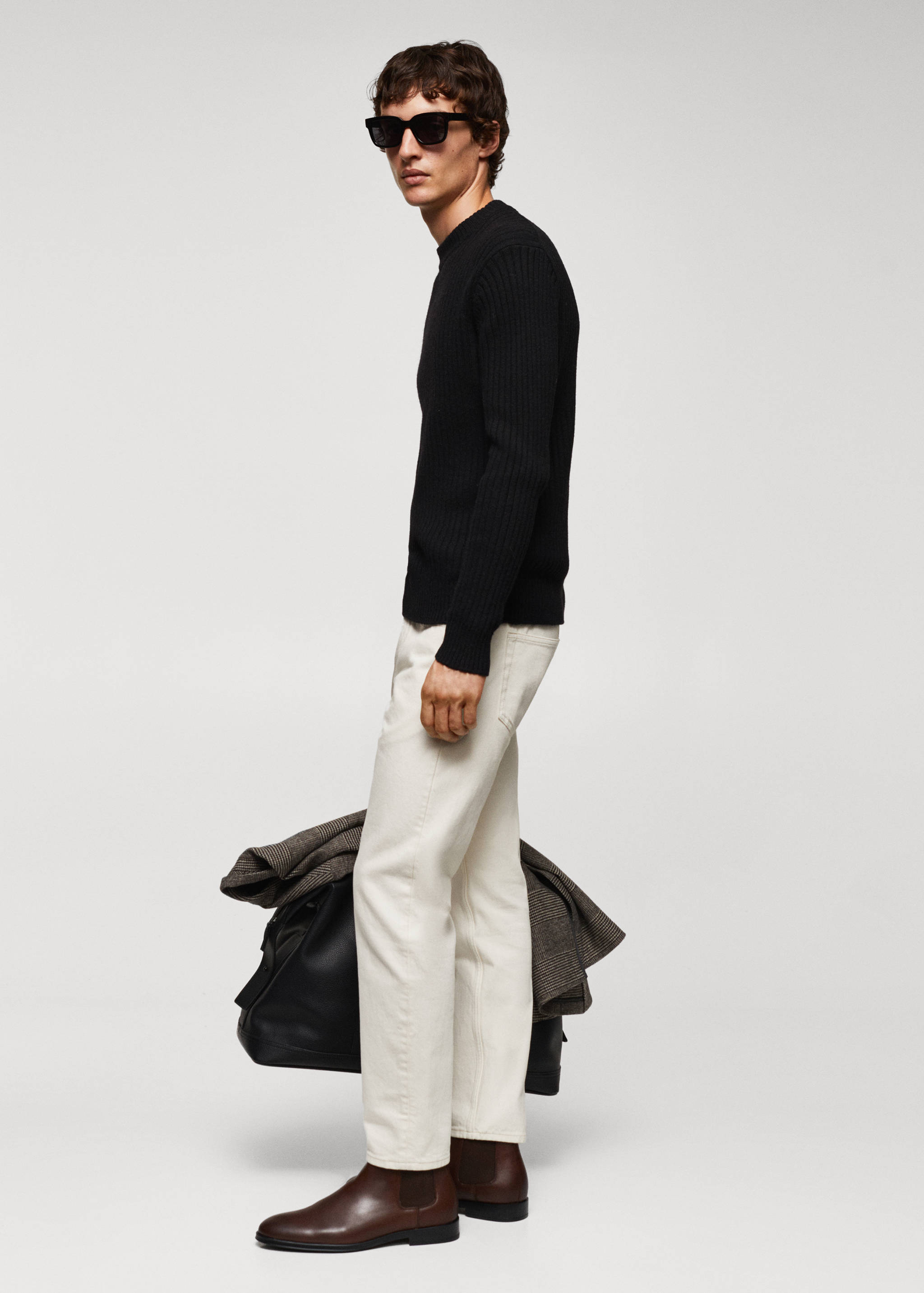 سترة بمزيج من الصوف المضلع - تفاصيل المنتج 2