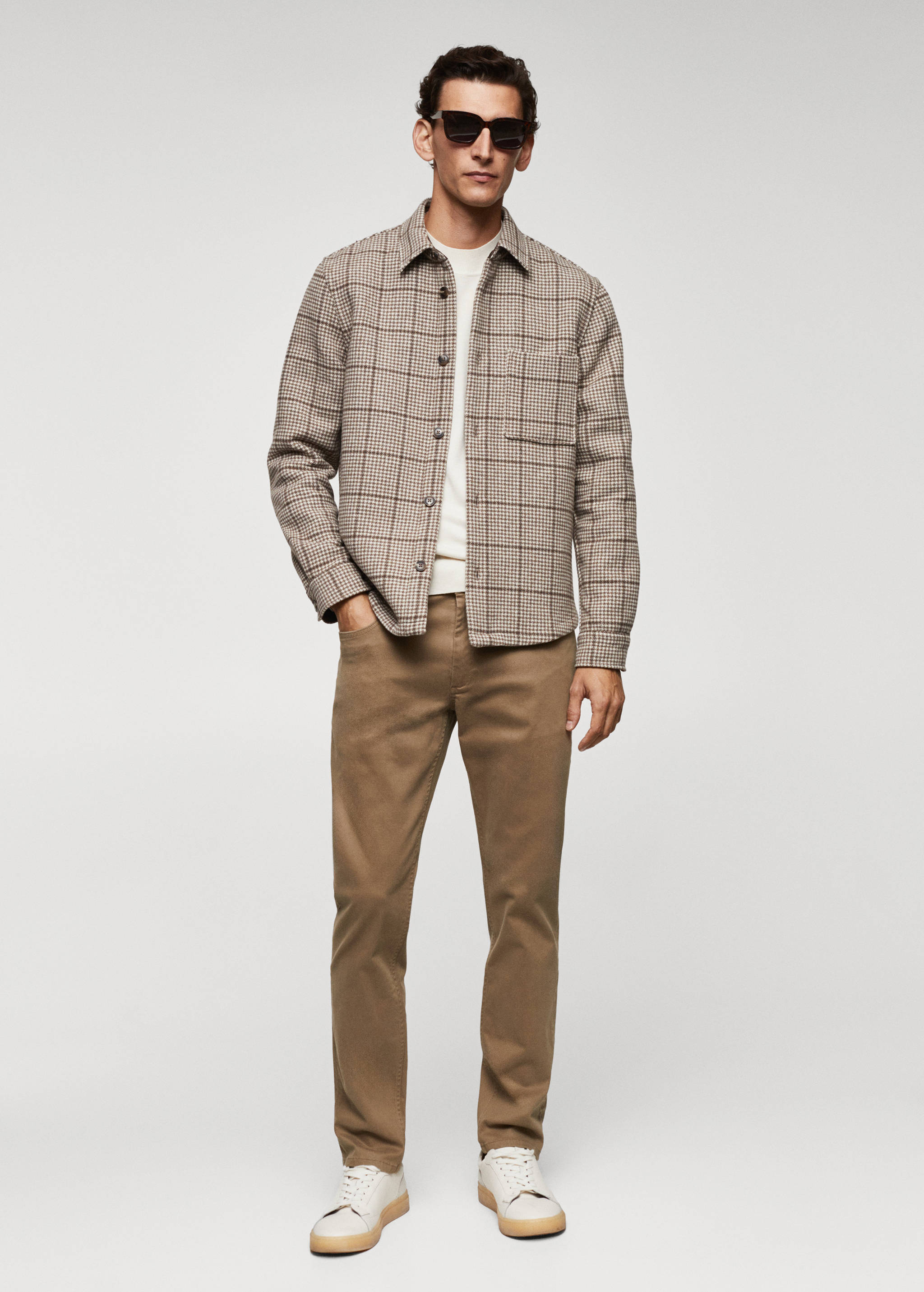 Slim-fit stretch cotton trousers - General plane