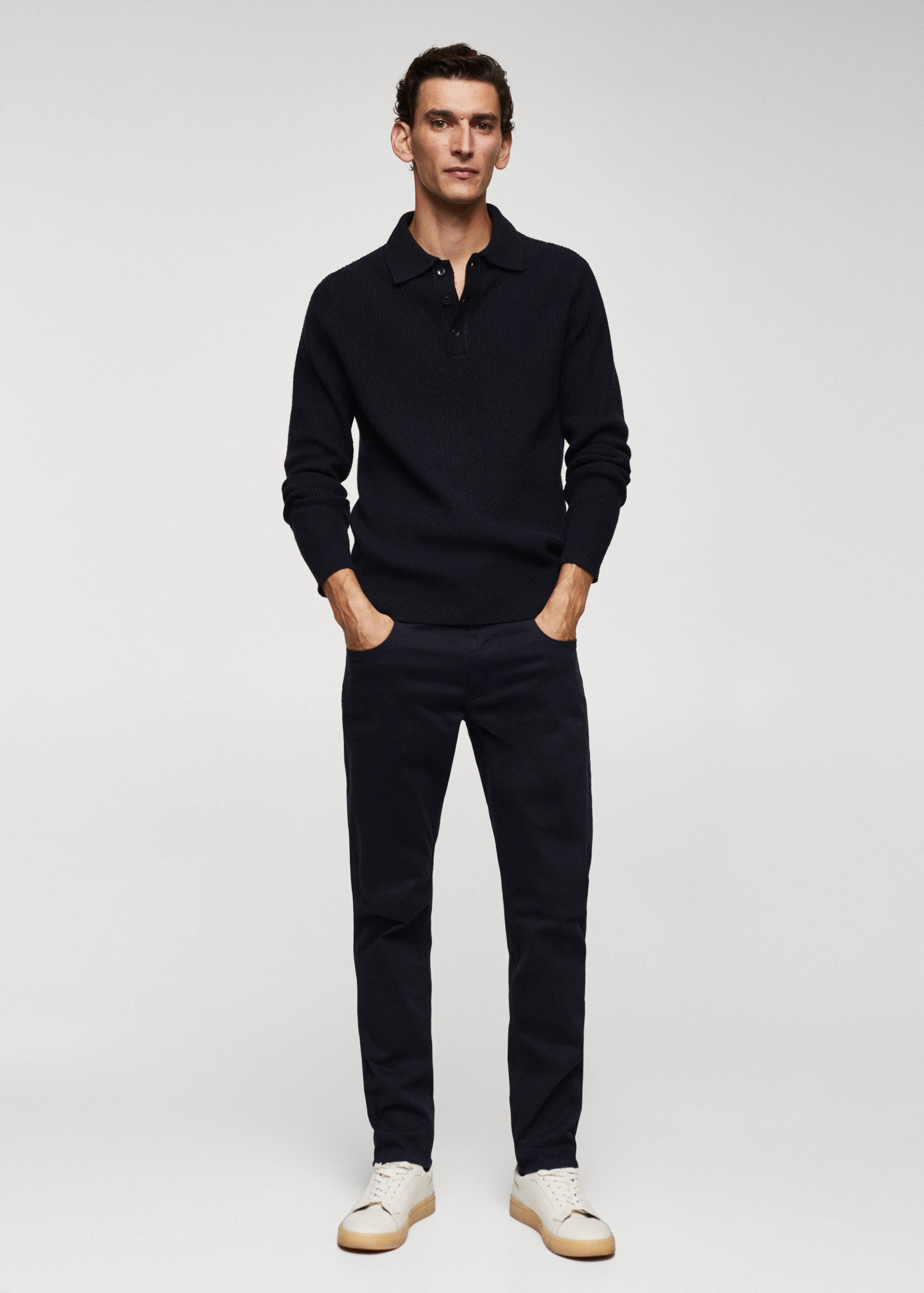 Slim-fit stretch cotton trousers - General plane