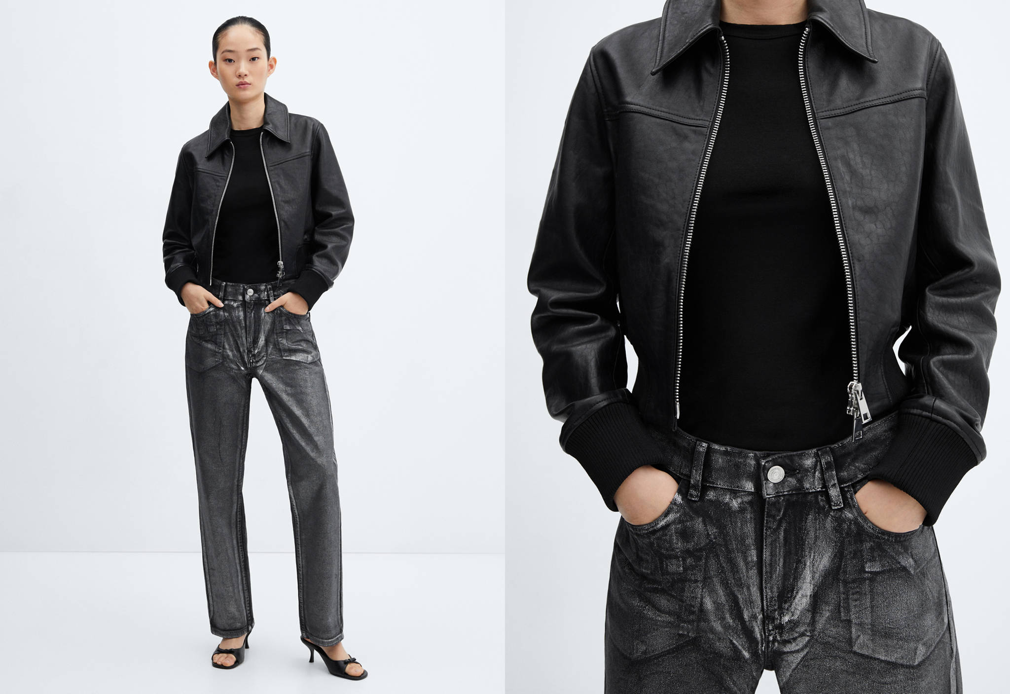 Straight foil jeans - Panoramic plane