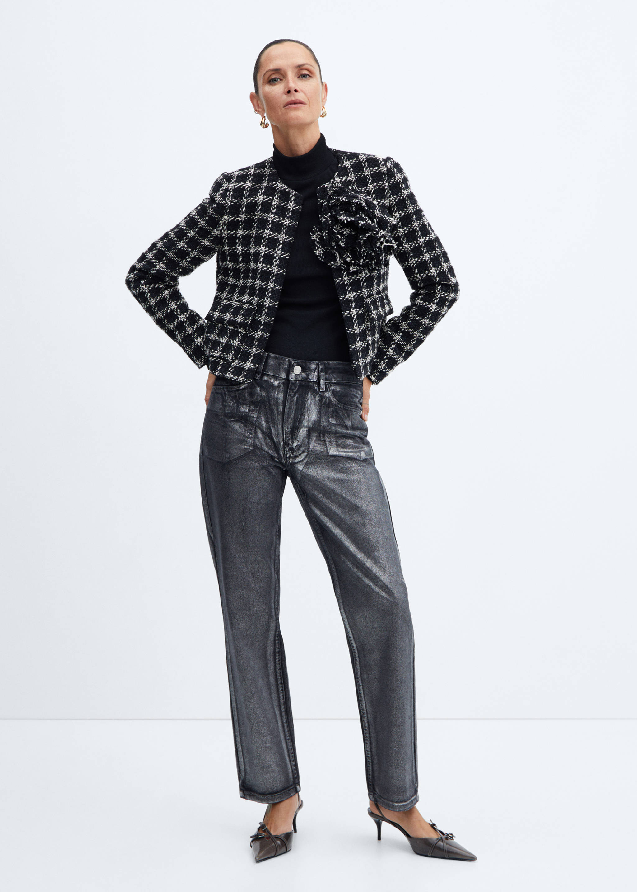 Maxi floral tweed jacket - General plane