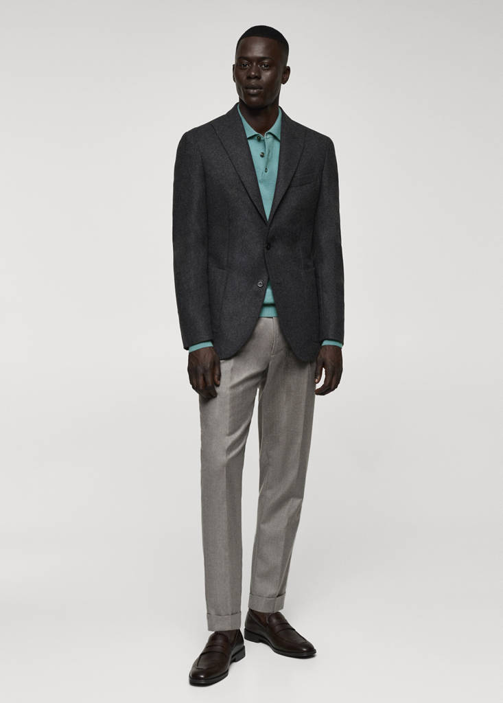 Virgin wool combined blazer — Grey