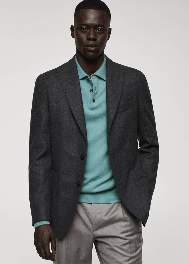 Virgin wool combined blazer — Grey