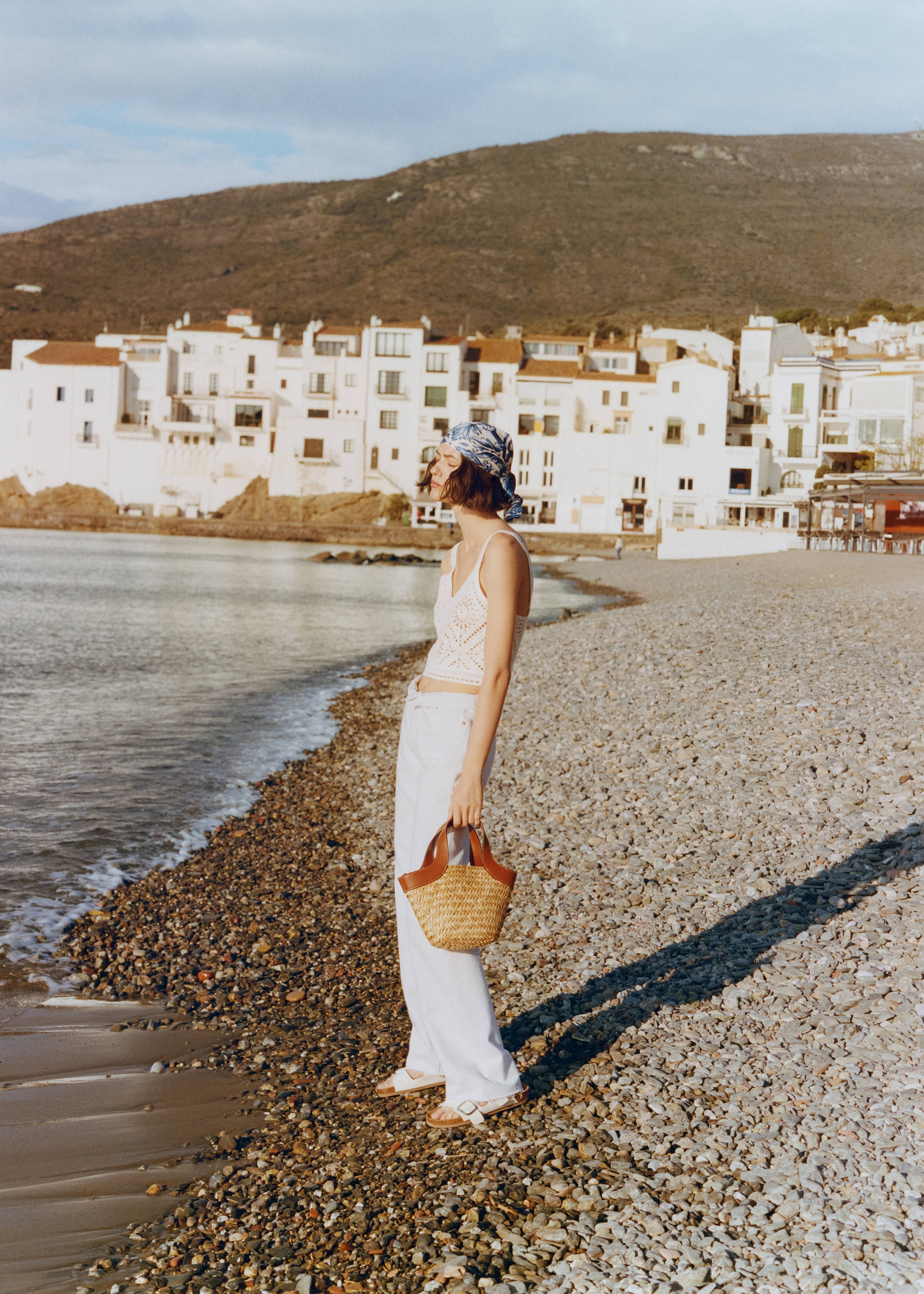 Pañuelo satinado estampado - Plano general