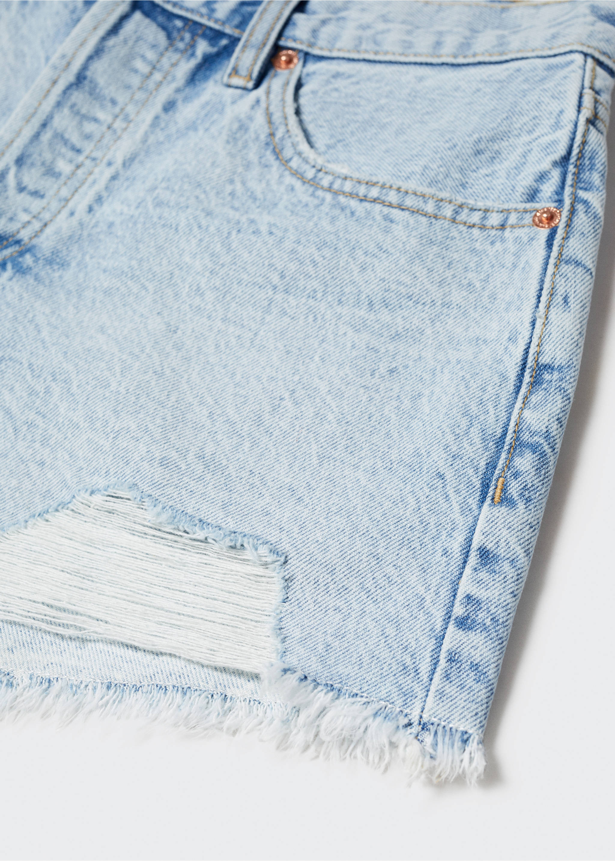 Short jean déchiré - Détail de l'article 8, Bleu clair. Ref: 57020039-00.