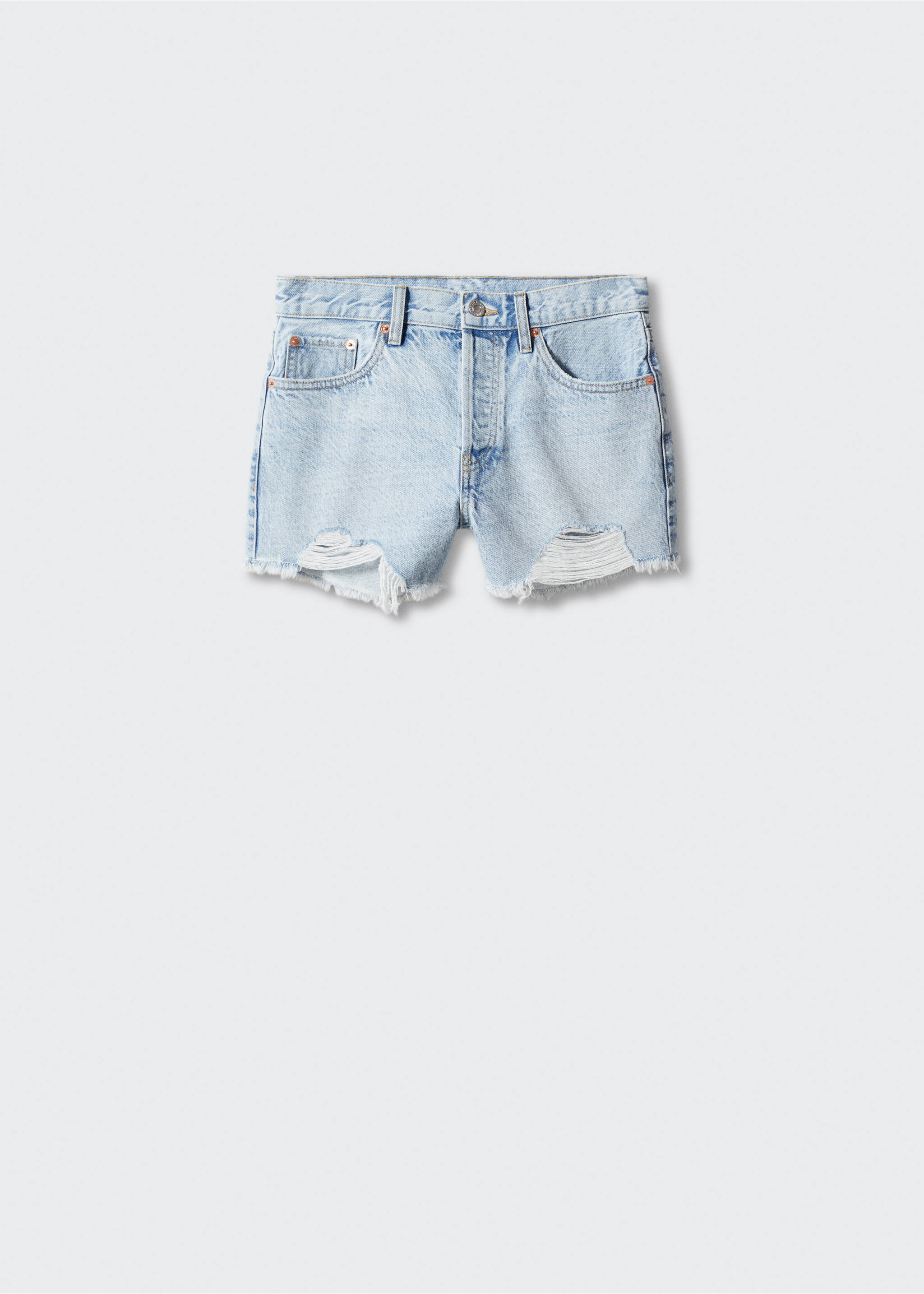 Short jean déchiré - Article sans modèle, Bleu clair. Ref: 57020039-00.