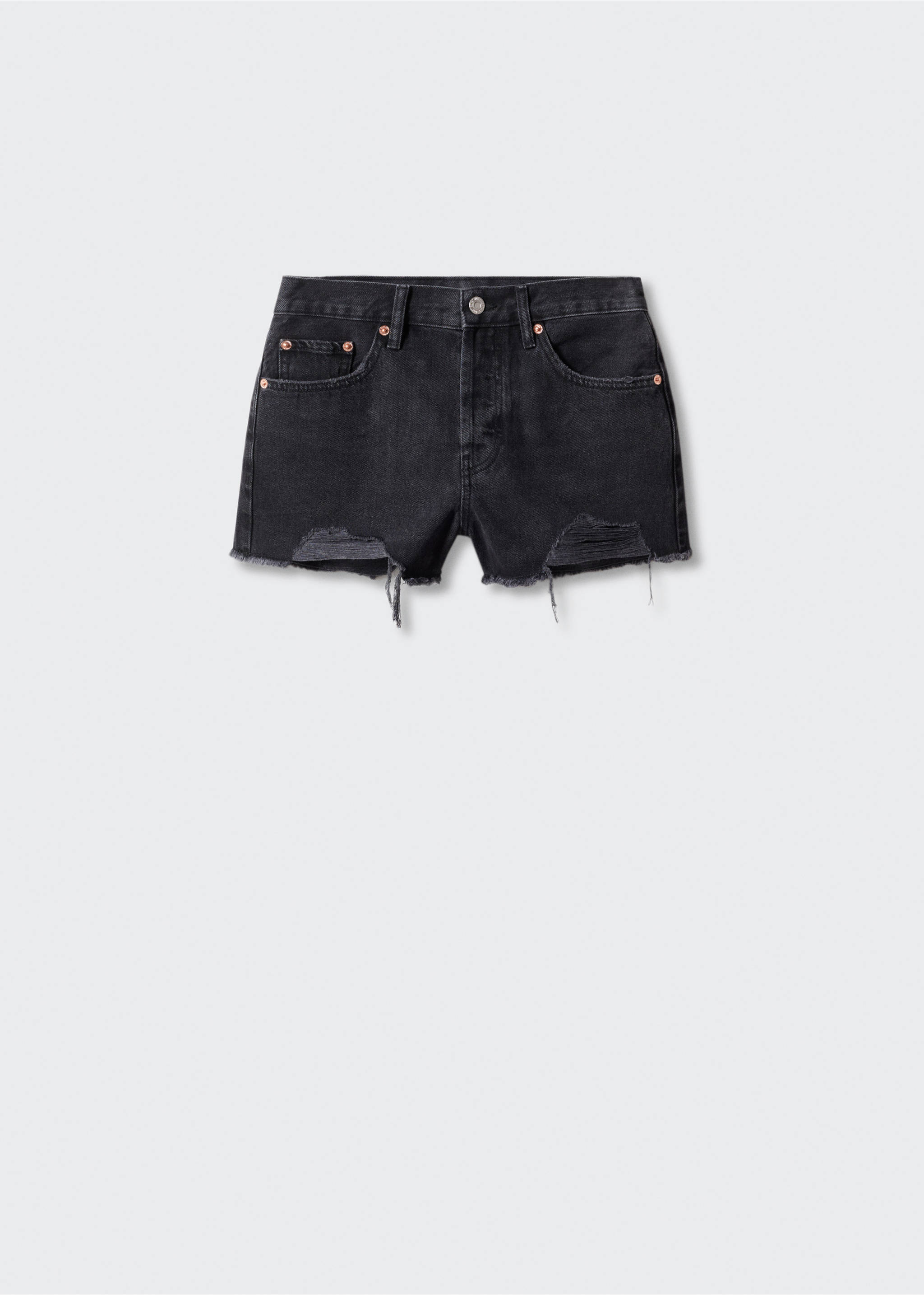 Short jean déchiré - Article sans modèle, Black denim. Ref: 57020040-00.