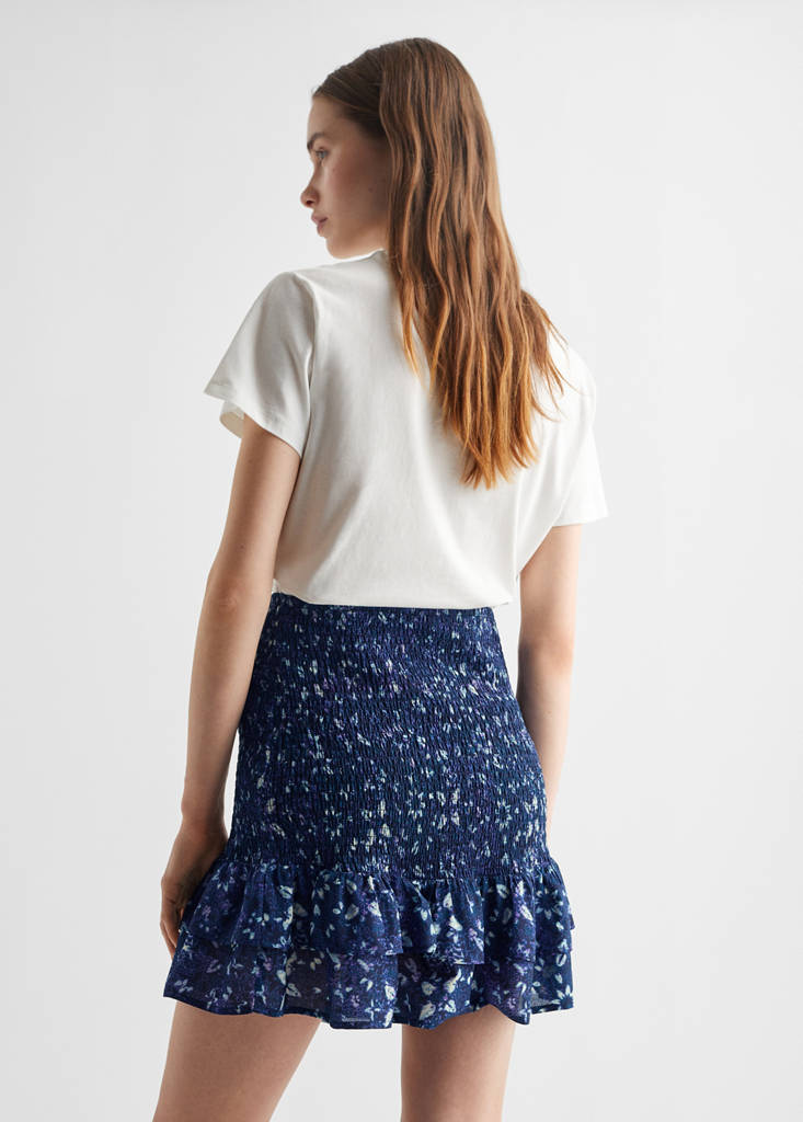 Gathered skirt with ruffles — Blue