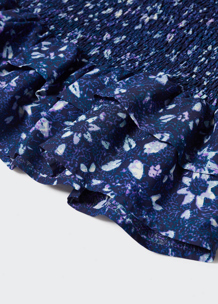 Gathered skirt with ruffles — Blue