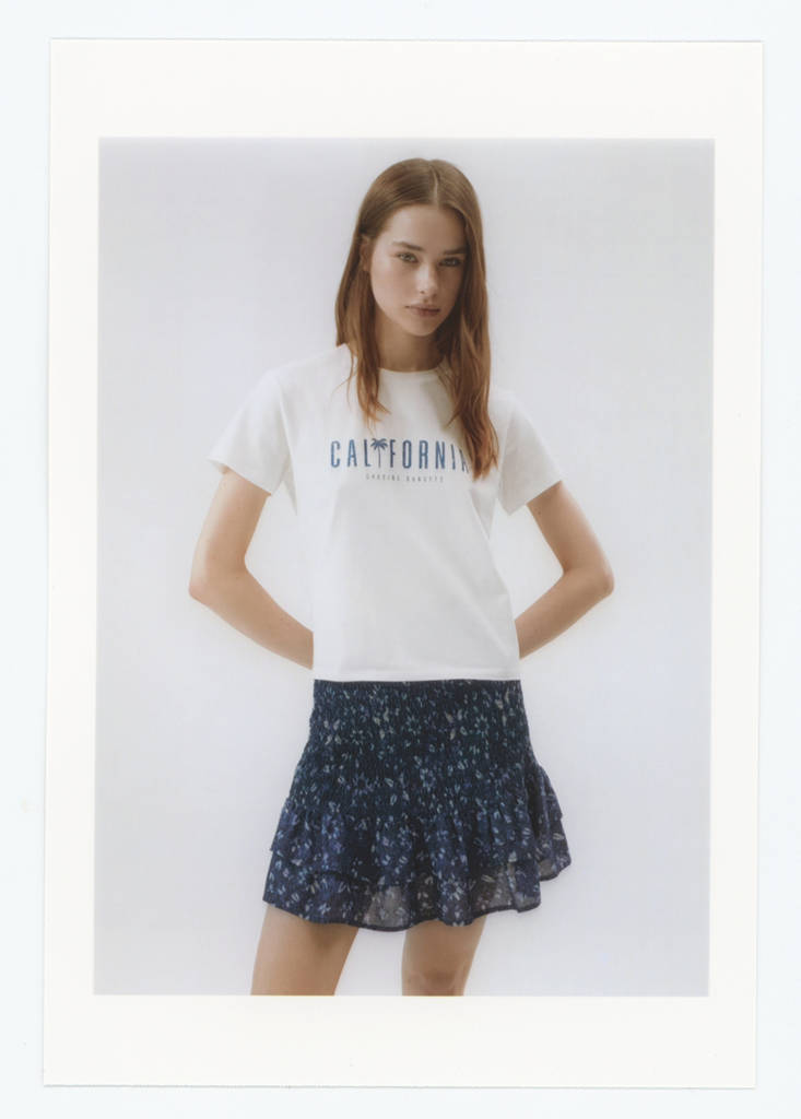 Gathered skirt with ruffles — Blue