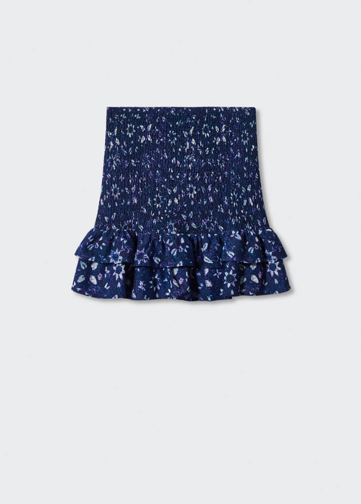Gathered skirt with ruffles — Blue
