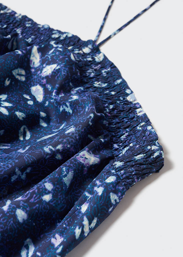 Print ruched top — Blue