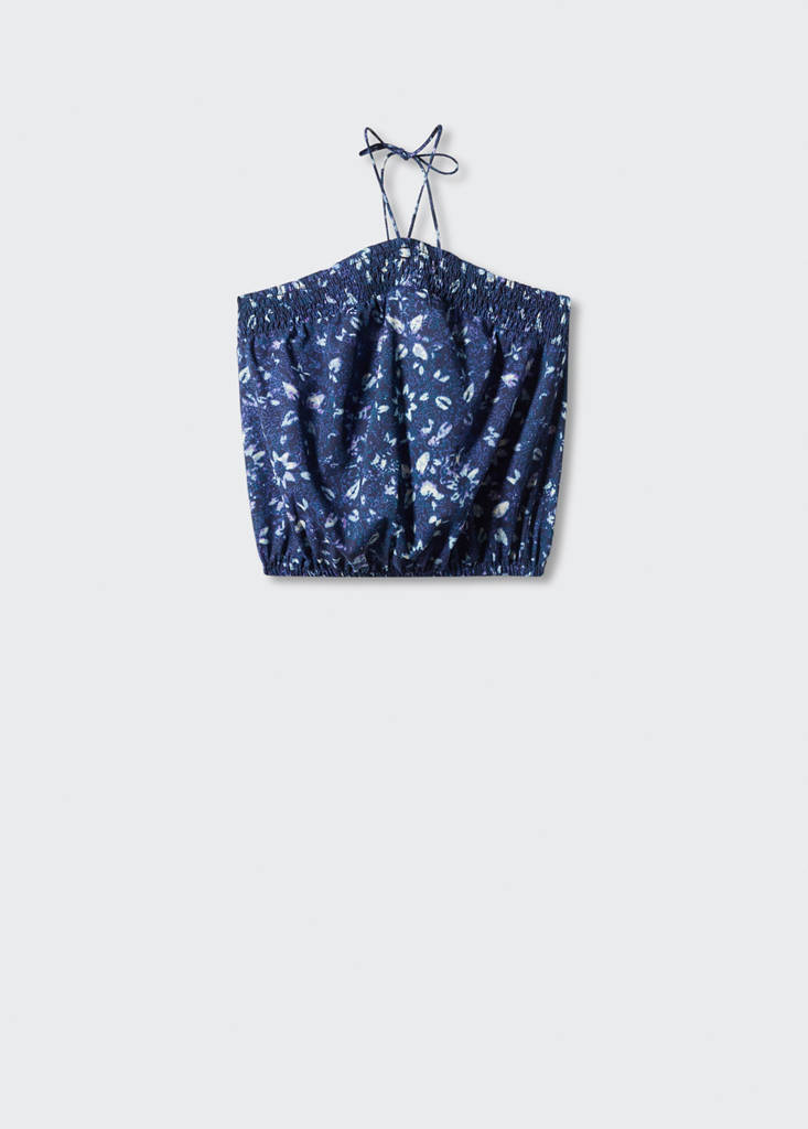Print ruched top — Blue