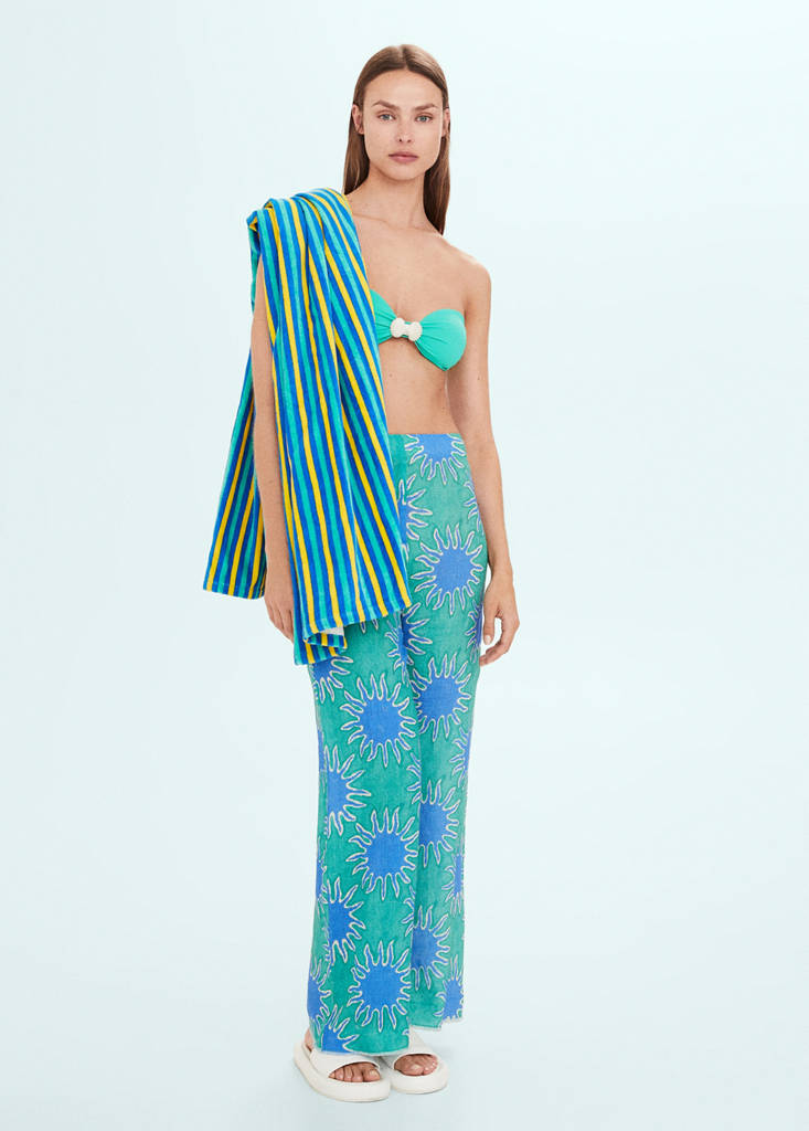Multi-coloured striped beach towel — Green