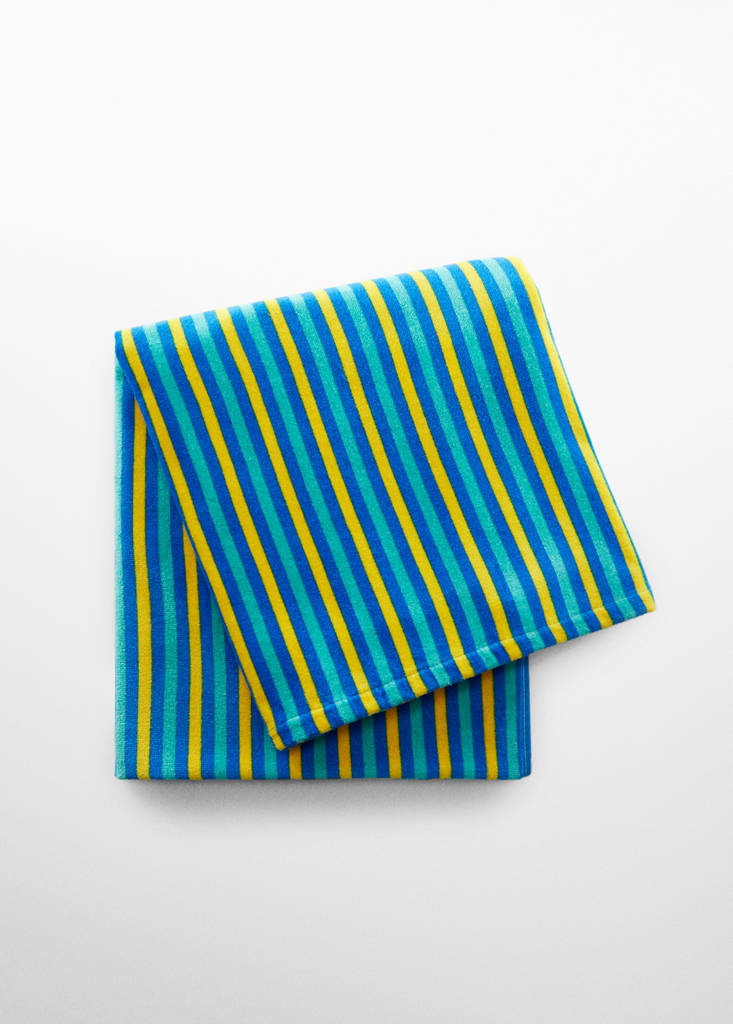 Multi-coloured striped beach towel — Green