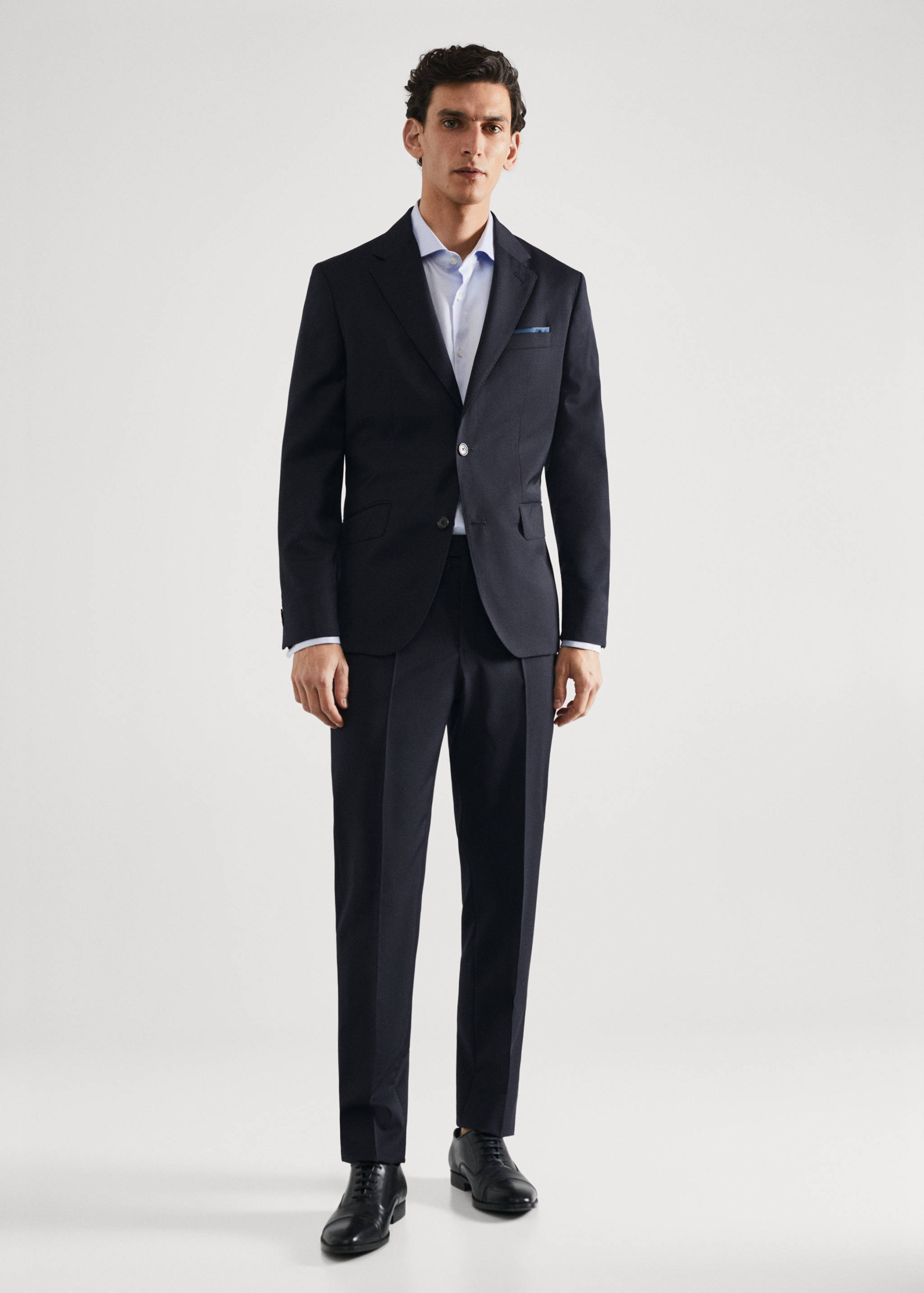 Chemise costume regular-fit tissu twill boutons de manchette - Plan général