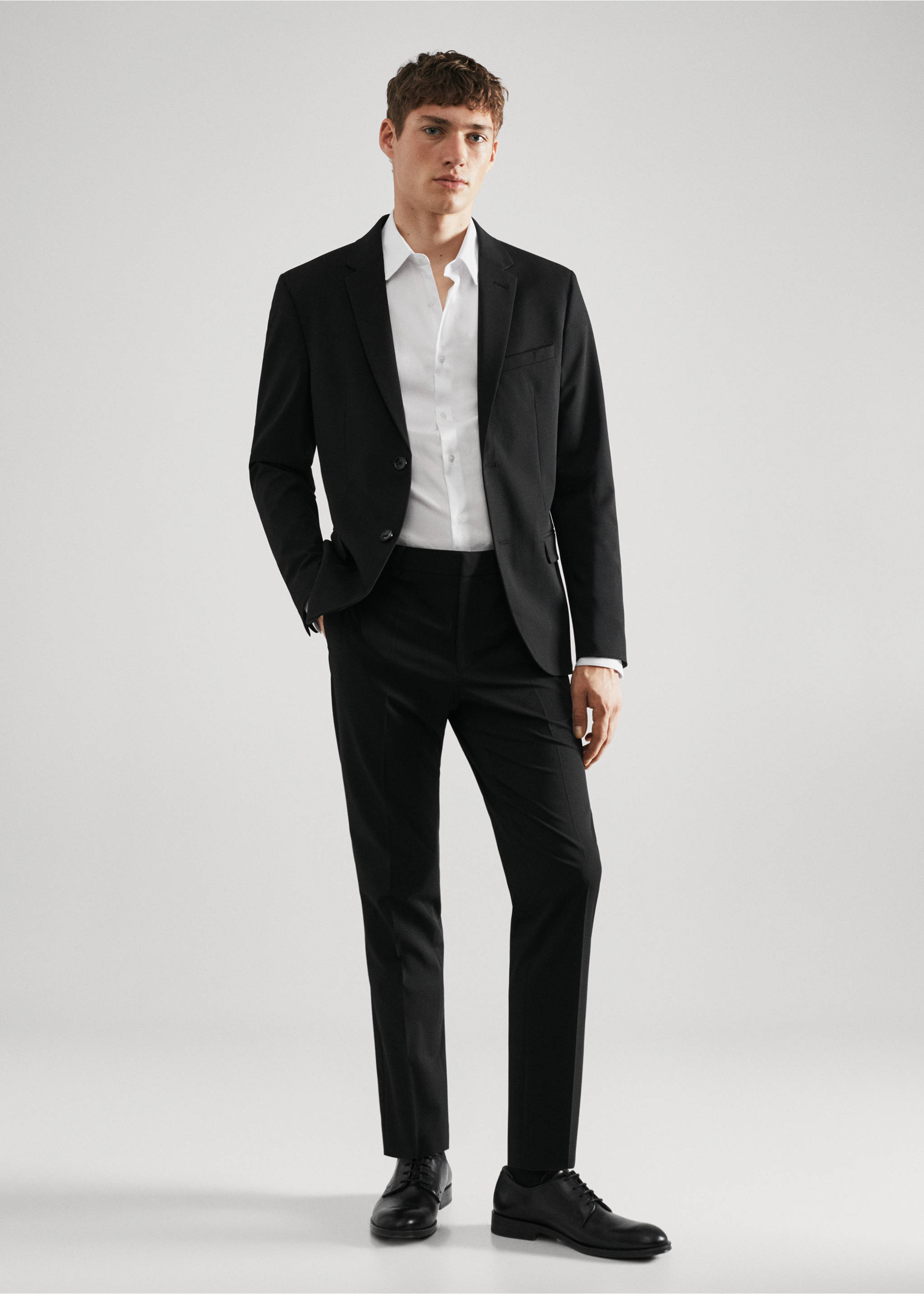Костюмная рубашка super slim fit из поплина - Общий план, Белый. Ref: 57020655-00.