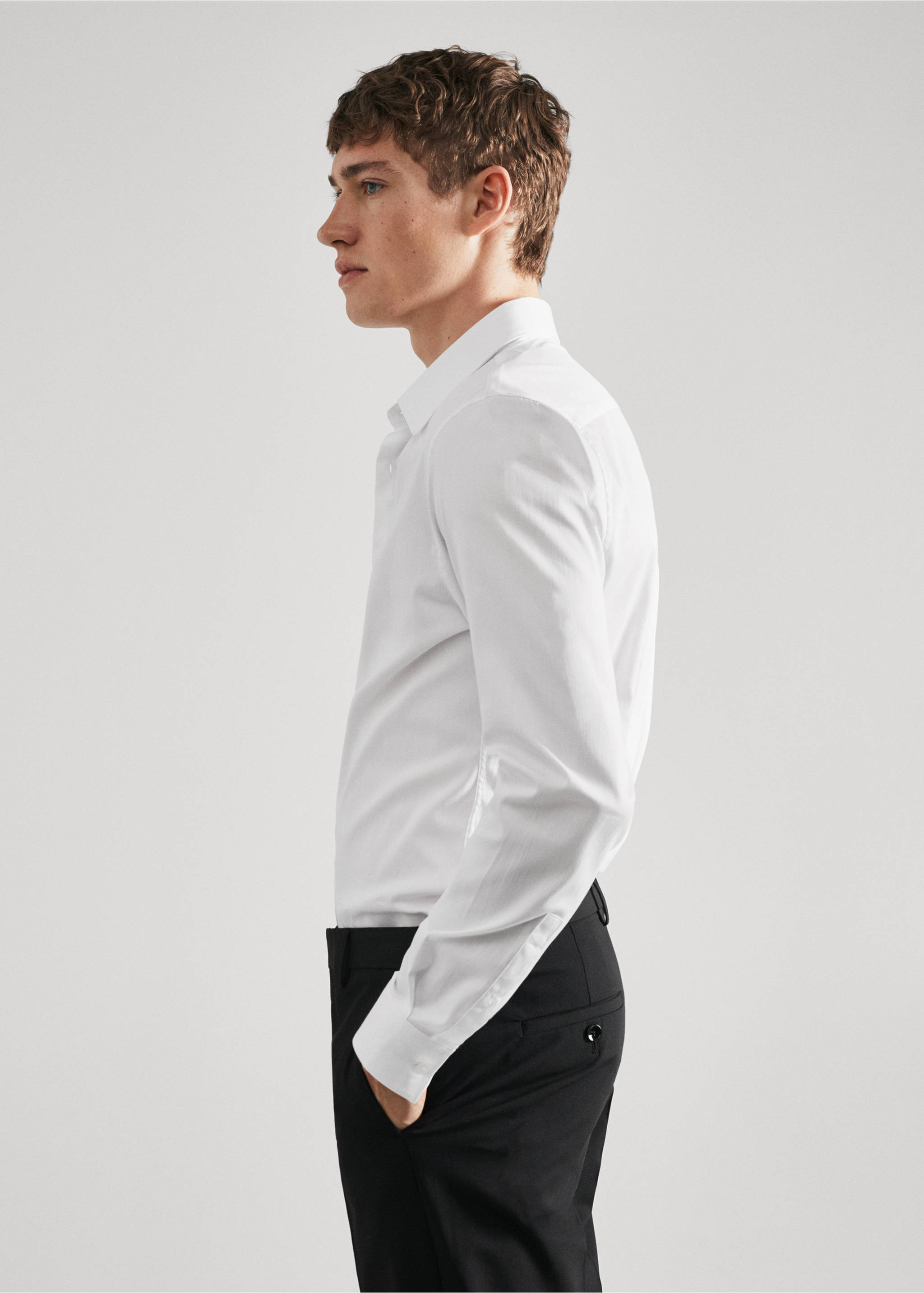 Костюмная рубашка super slim fit из поплина - Деталь изделия 2, Белый. Ref: 57020655-00.