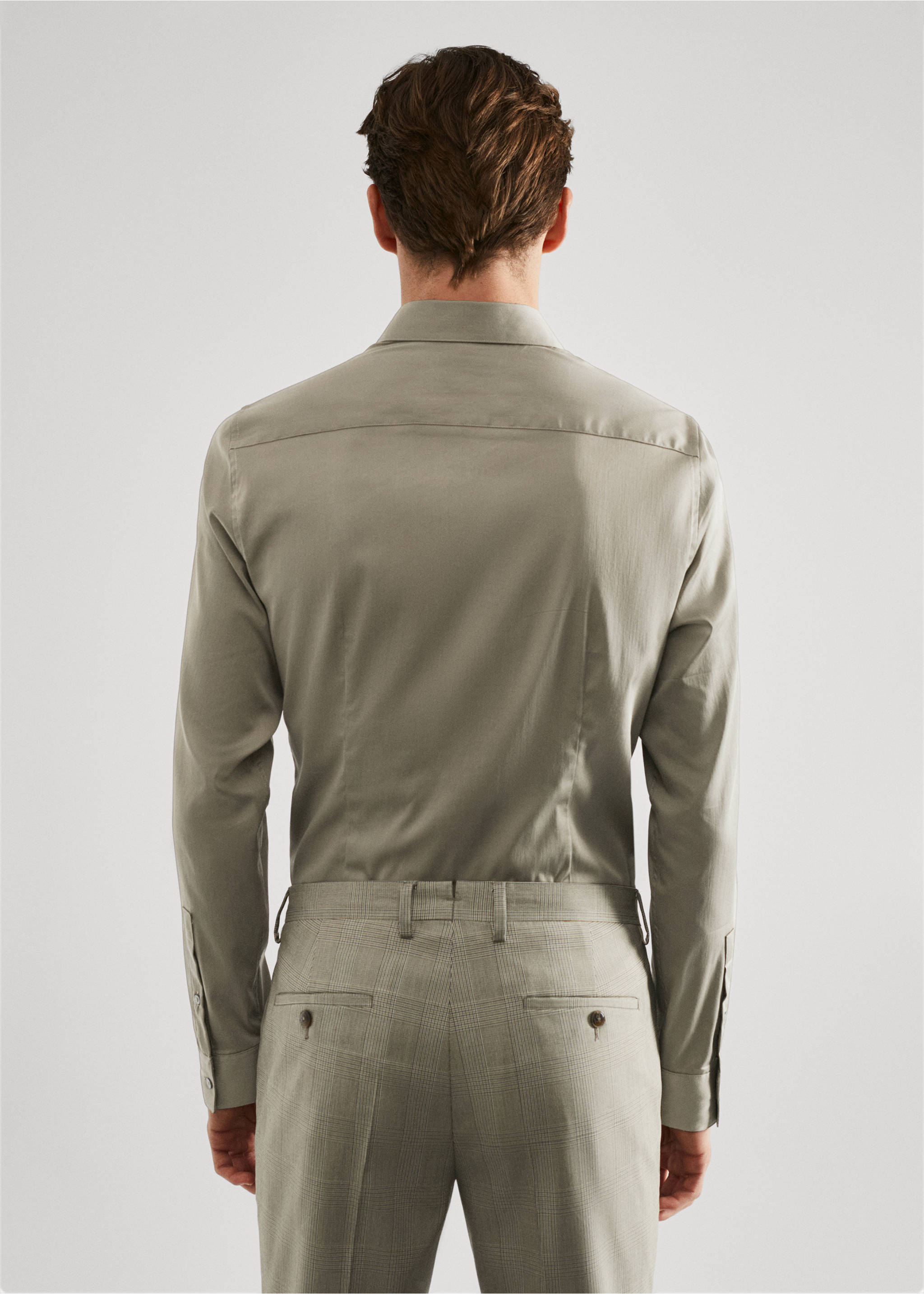 Костюмная рубашка super slim fit из поплина - Обратная сторона изделия, Зеленый. Ref: 57020655-00.