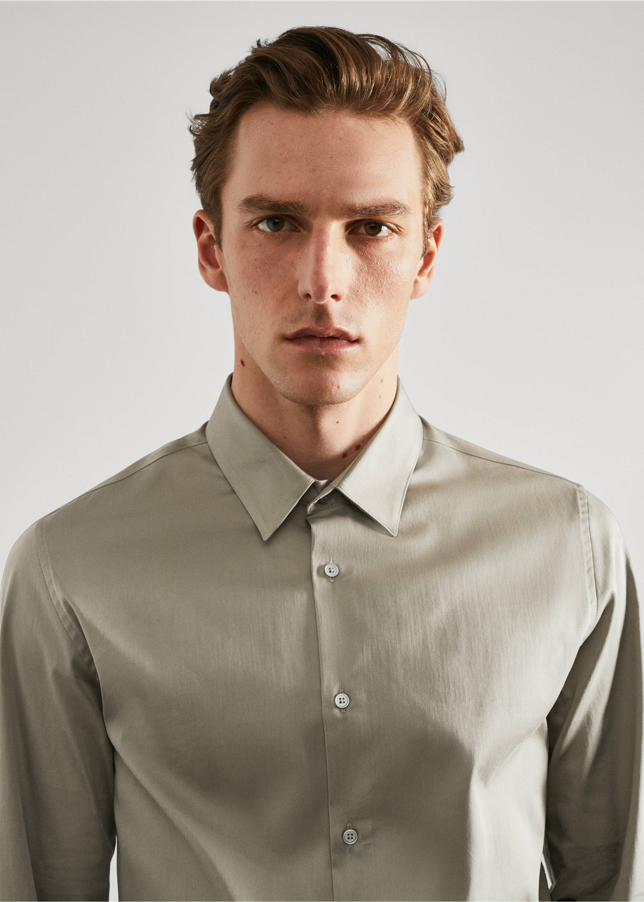 Костюмная рубашка super slim fit из поплина - Деталь изделия 1, Зеленый. Ref: 57020655-00.