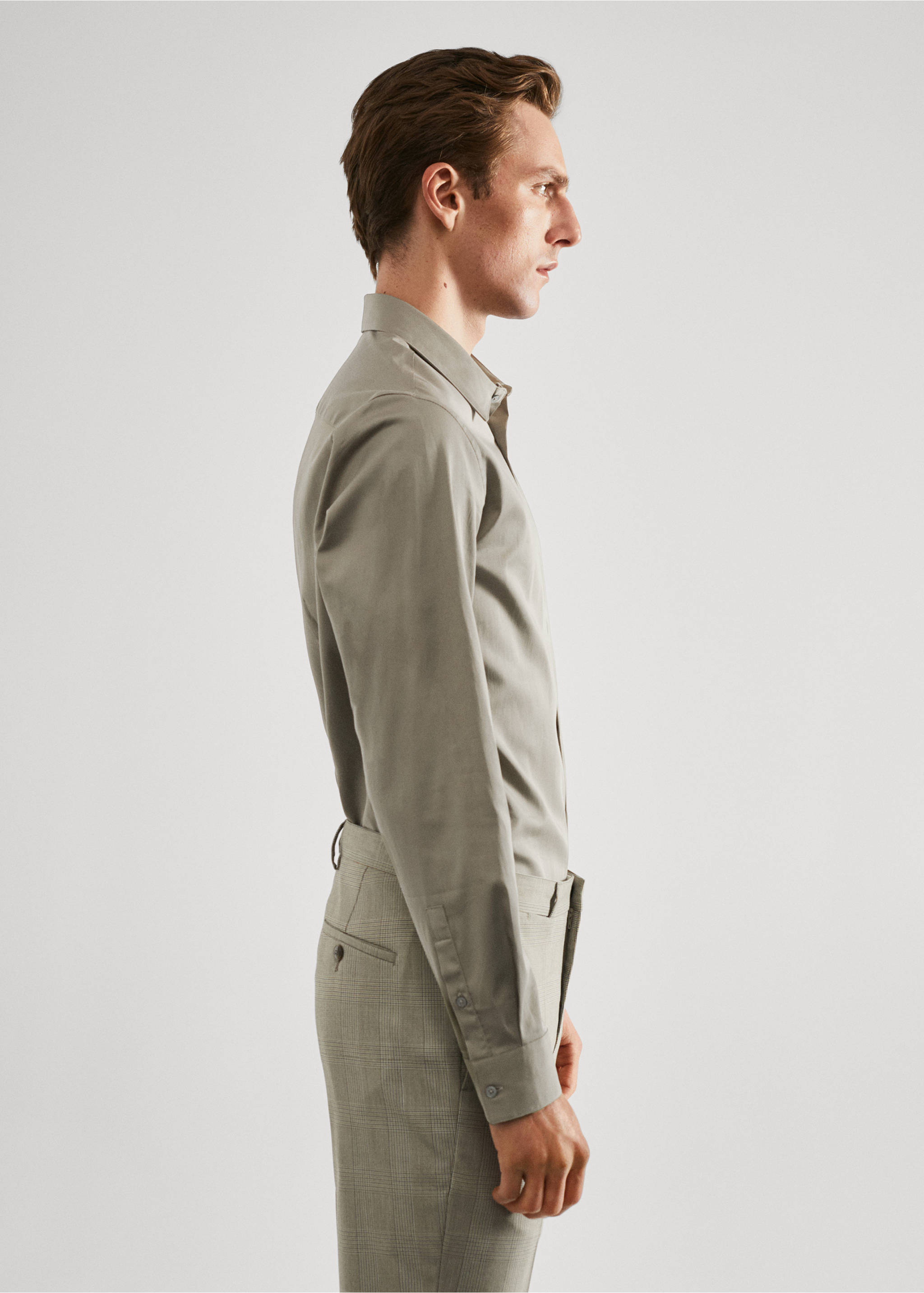 Костюмная рубашка super slim fit из поплина - Деталь изделия 2, Зеленый. Ref: 57020655-00.