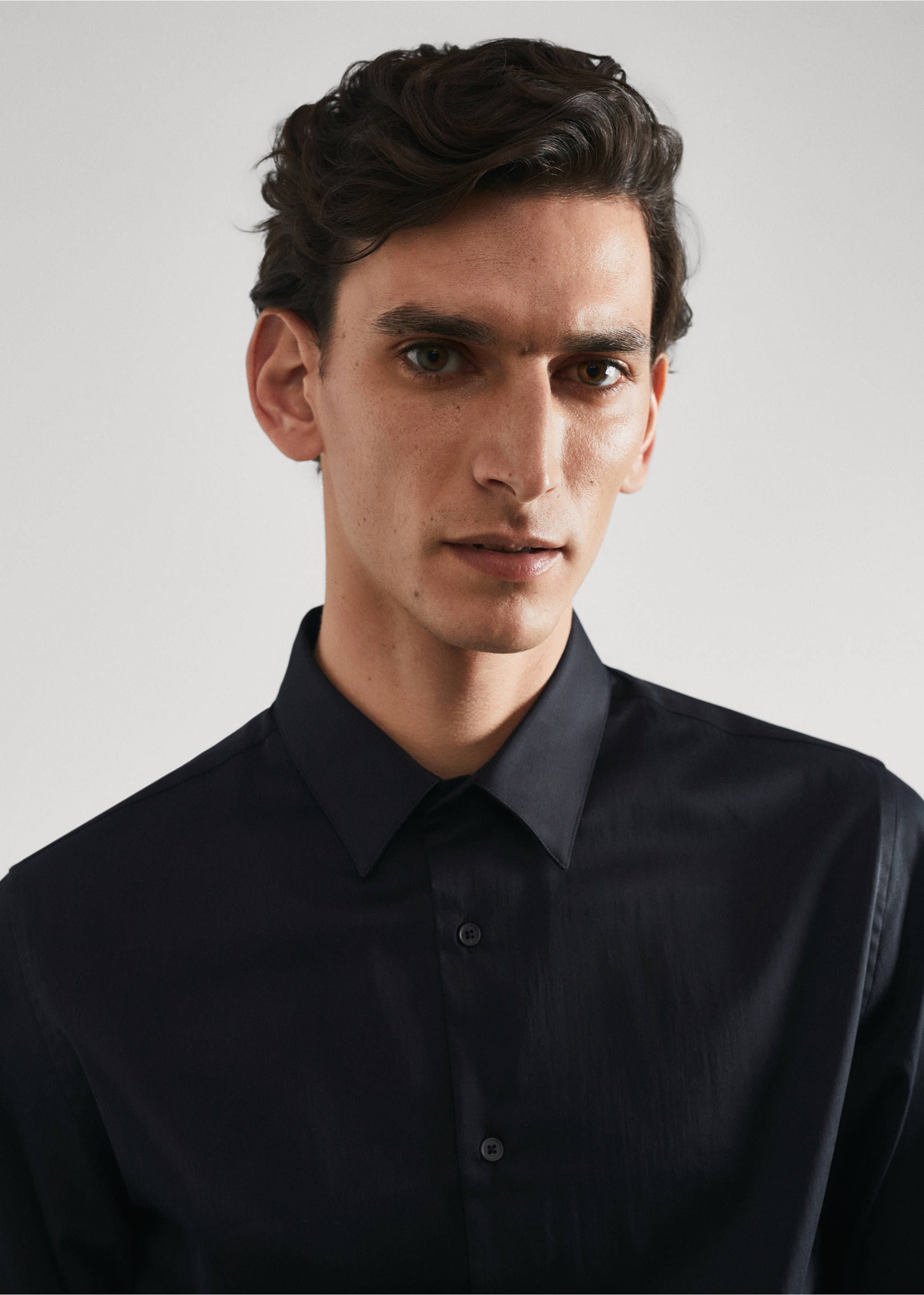 Костюмная рубашка super slim fit из поплина - Деталь изделия 1, Черный. Ref: 57020655-00.