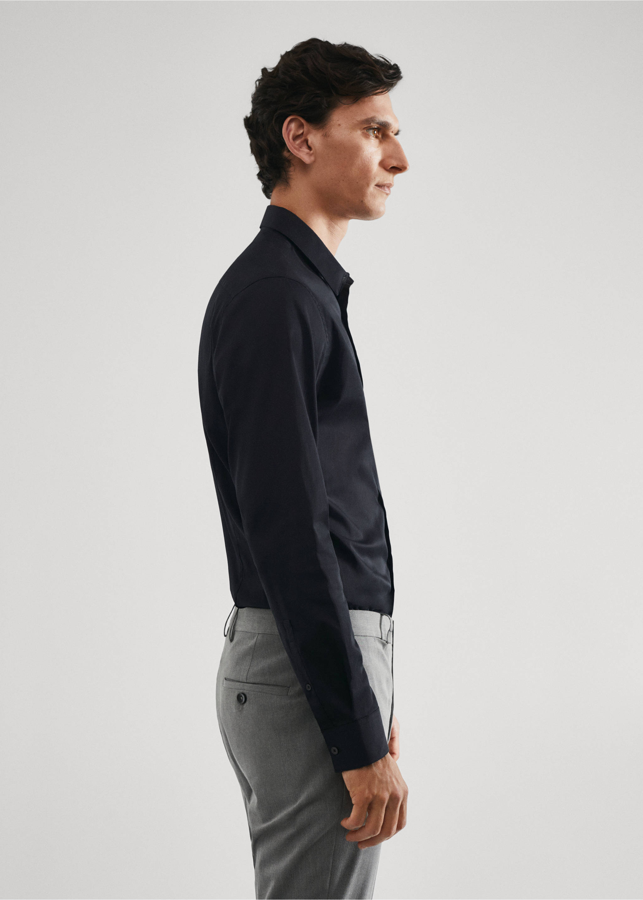 Костюмная рубашка super slim fit из поплина - Деталь изделия 2, Черный. Ref: 57020655-00.