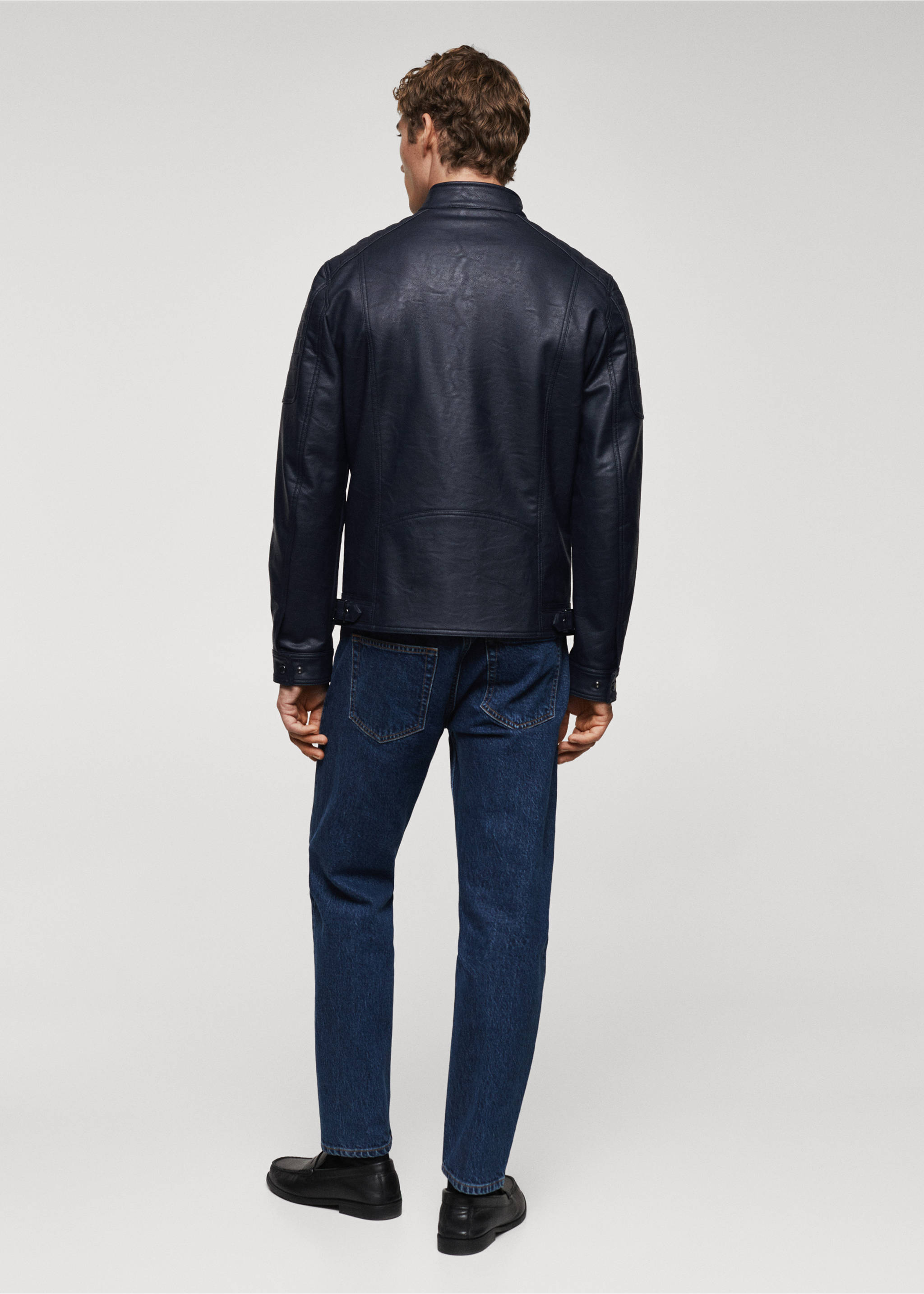 Nappa faux-leather jacket - Reverse of the article, Navy. Ref: 57022505-00.