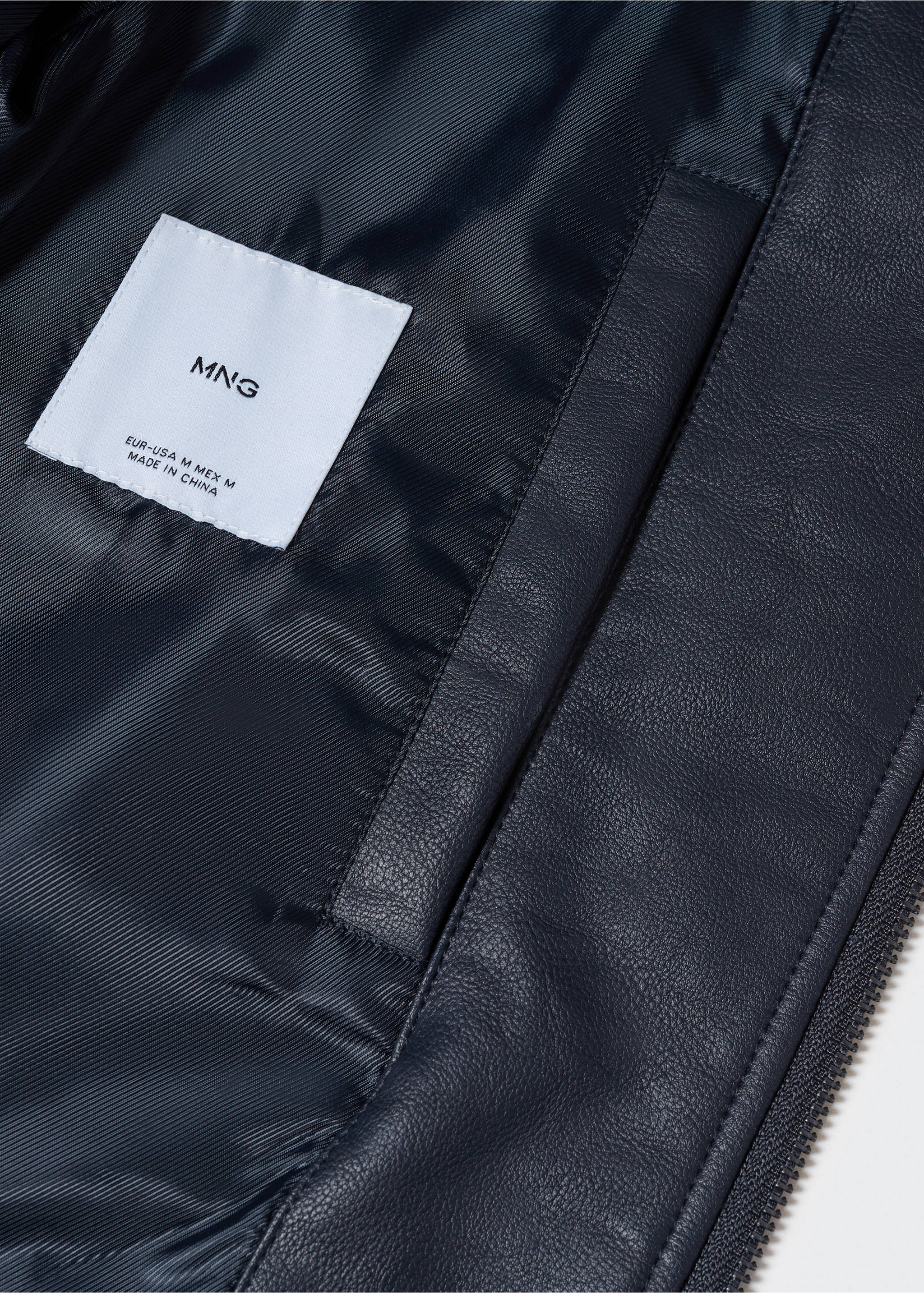 Nappa faux-leather jacket - Details of the article 8, Navy. Ref: 57022505-00.
