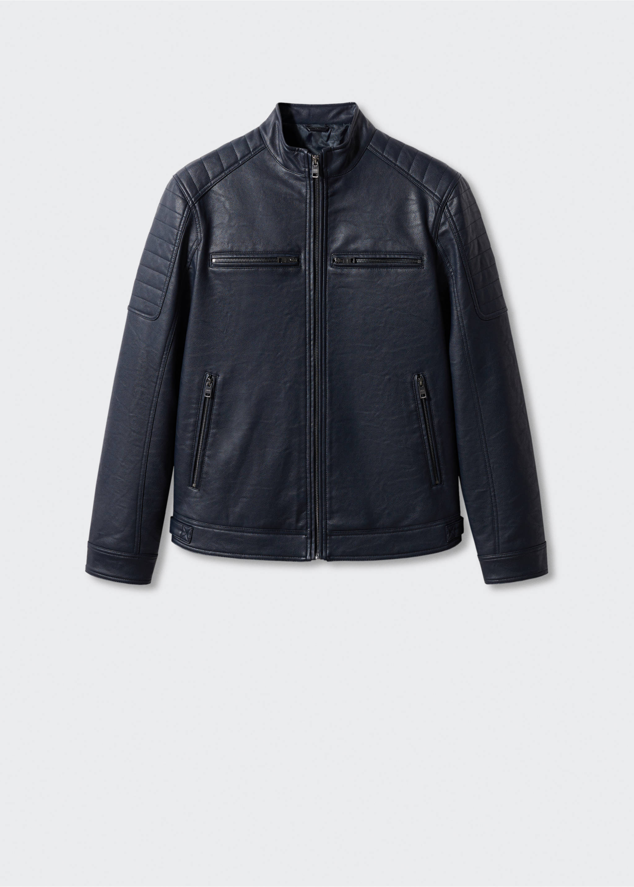 Nappa faux-leather jacket - Article without model, Navy. Ref: 57022505-00.