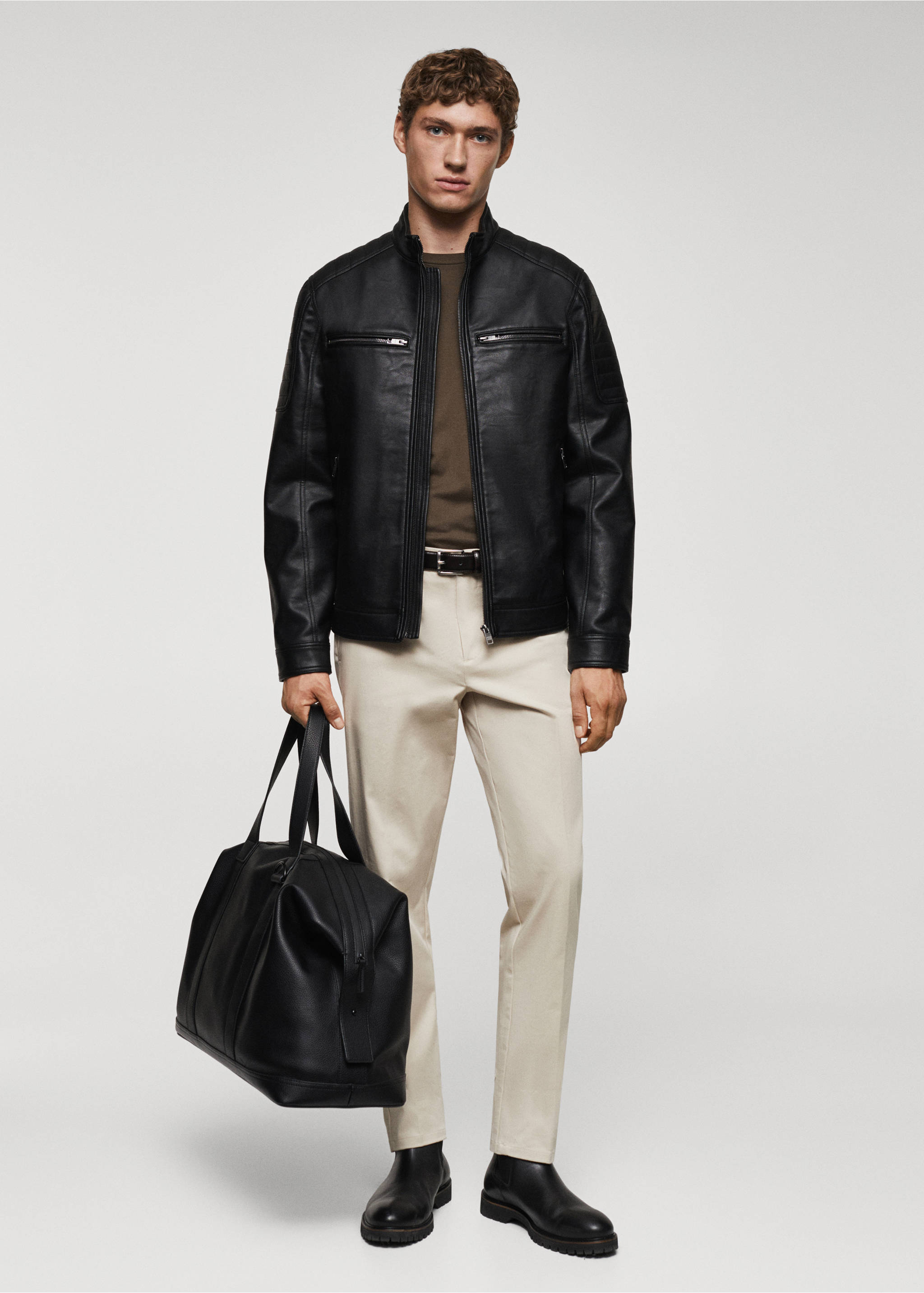 Nappa faux-leather jacket - General plane, Black. Ref: 57022505-00.