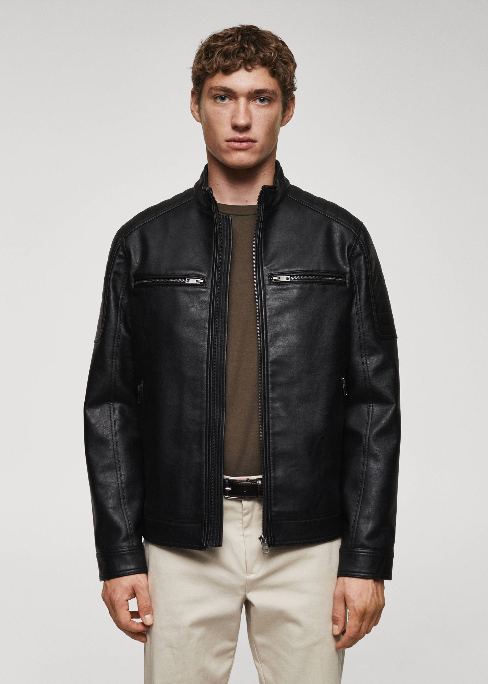 Nappa faux-leather jacket - Medium plane, Black. Ref: 57022505-00.