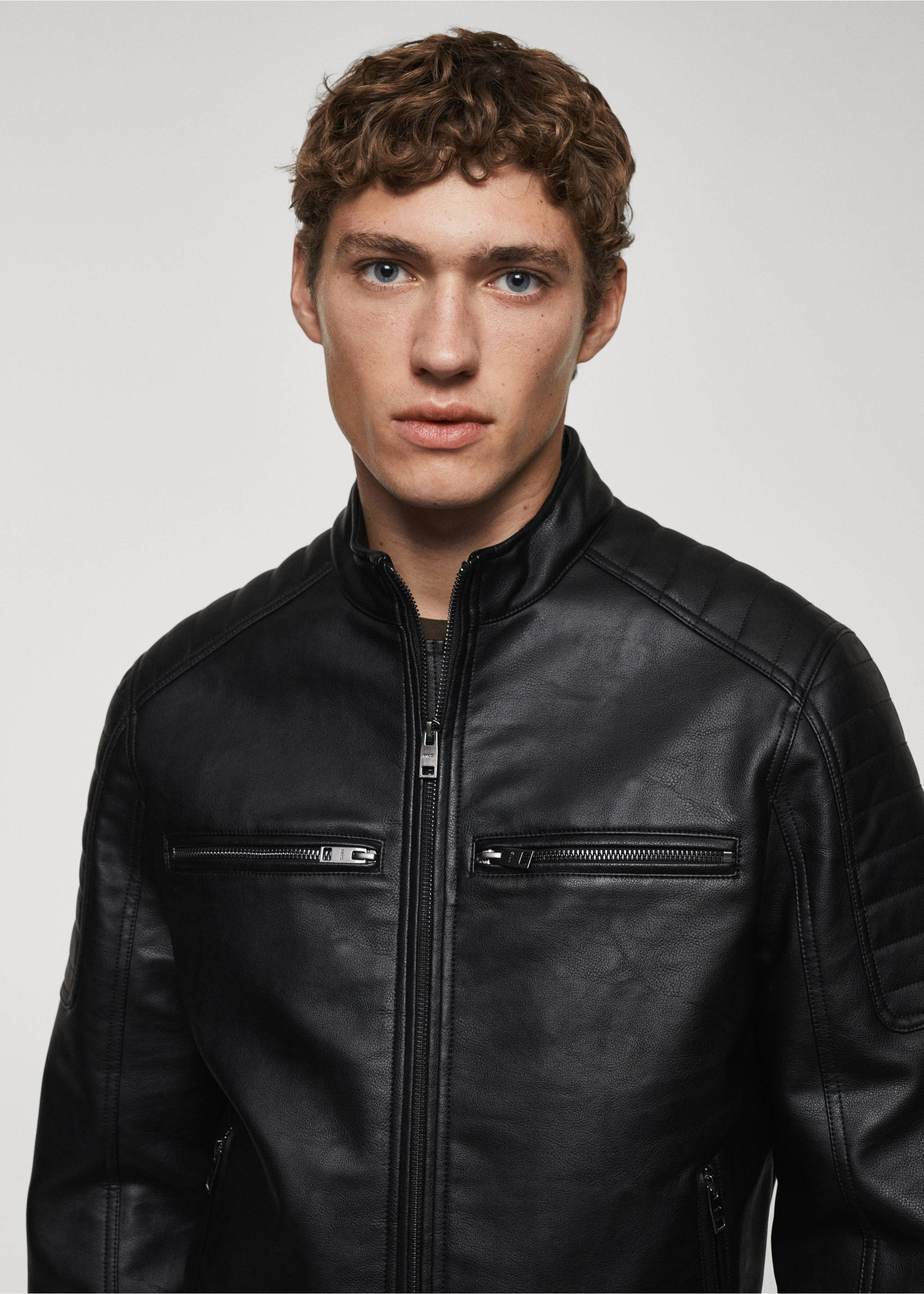 Nappa faux-leather jacket - Details of the article 1, Black. Ref: 57022505-00.