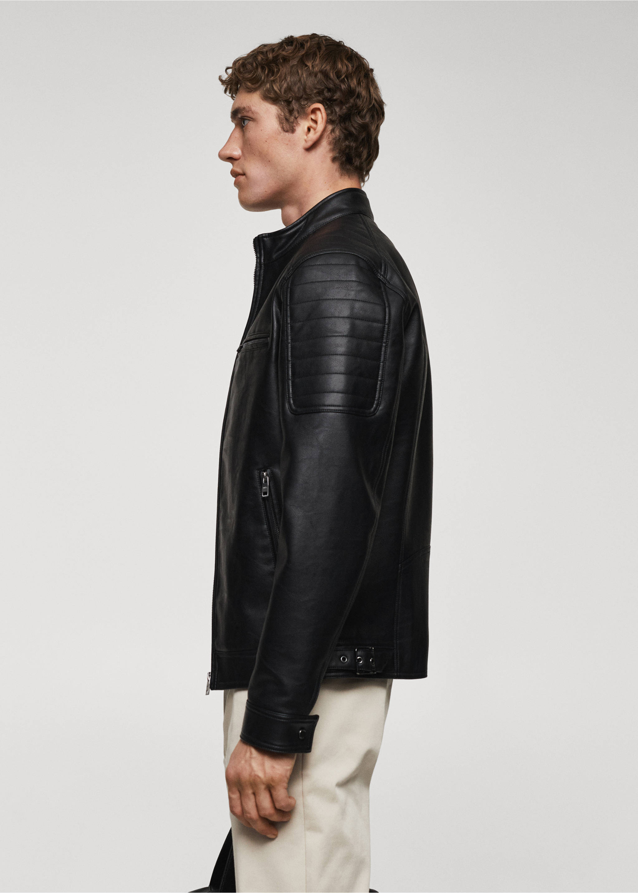 Nappa faux-leather jacket - Details of the article 2, Black. Ref: 57022505-00.
