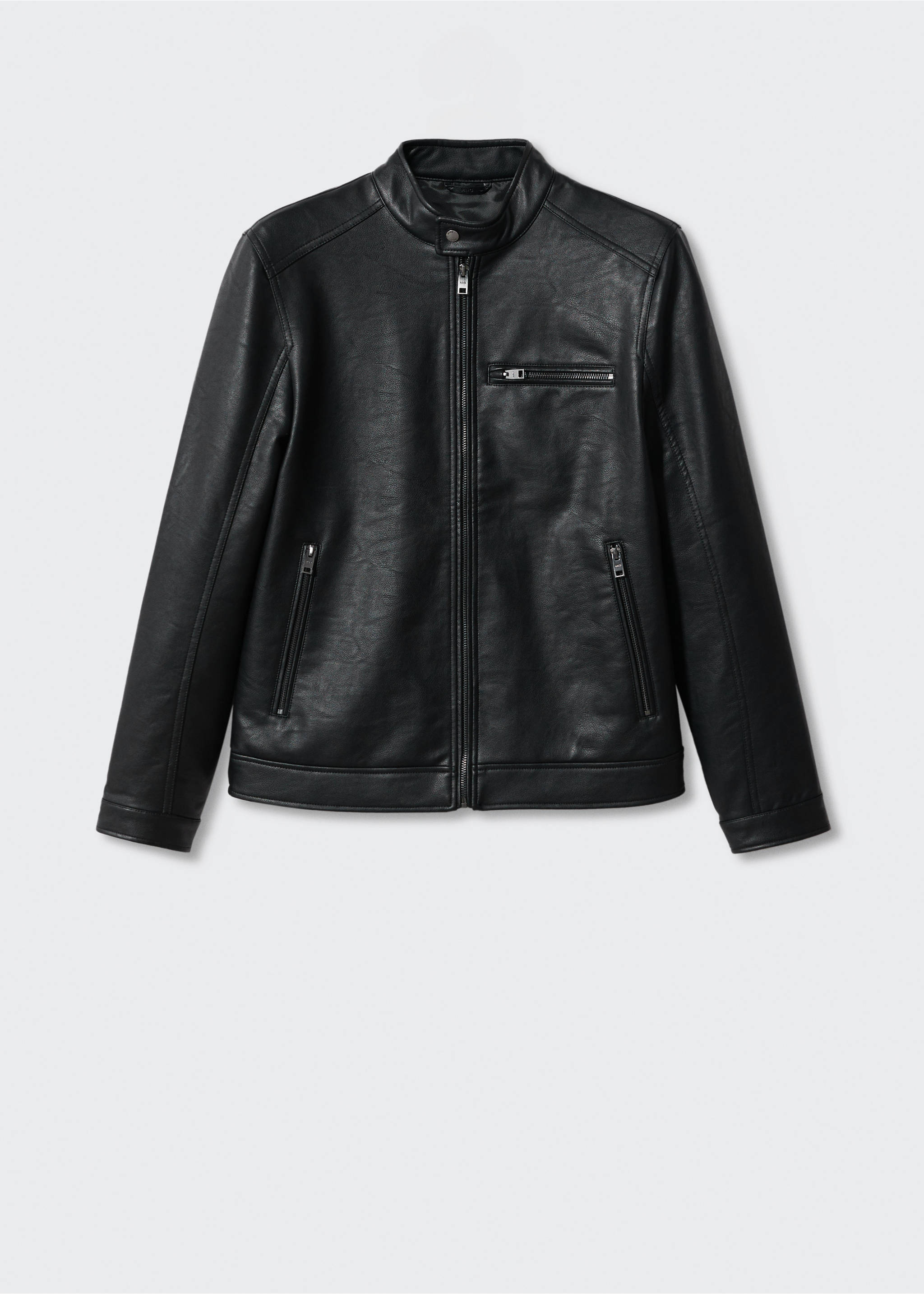 Zip-up faux-leather jacket - Article without model, Black. Ref: 57022506-00.