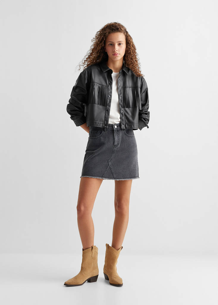 Faux-leather overshirt — Black