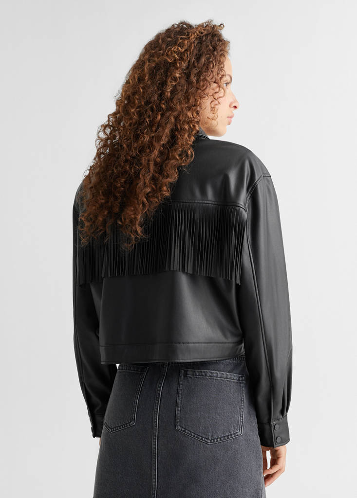 Faux-leather overshirt — Black