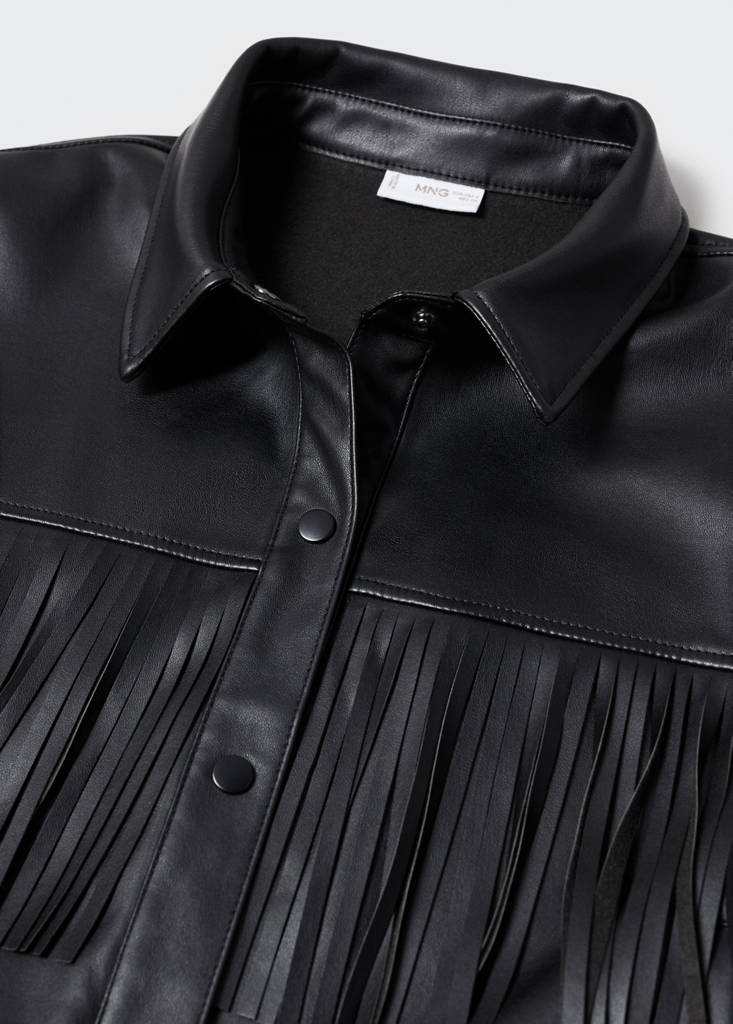 Faux-leather overshirt — Black