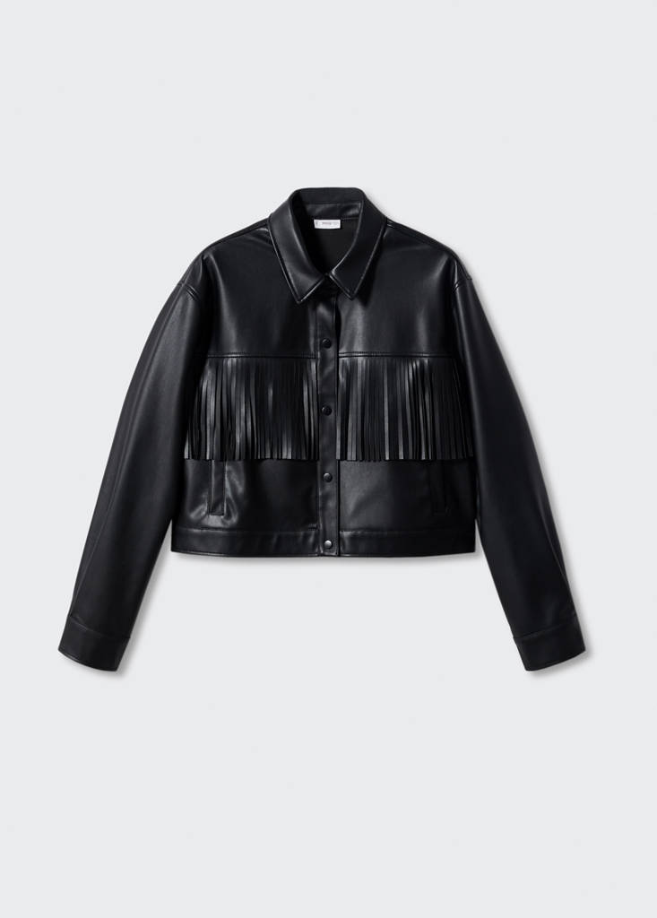 Faux-leather overshirt — Black