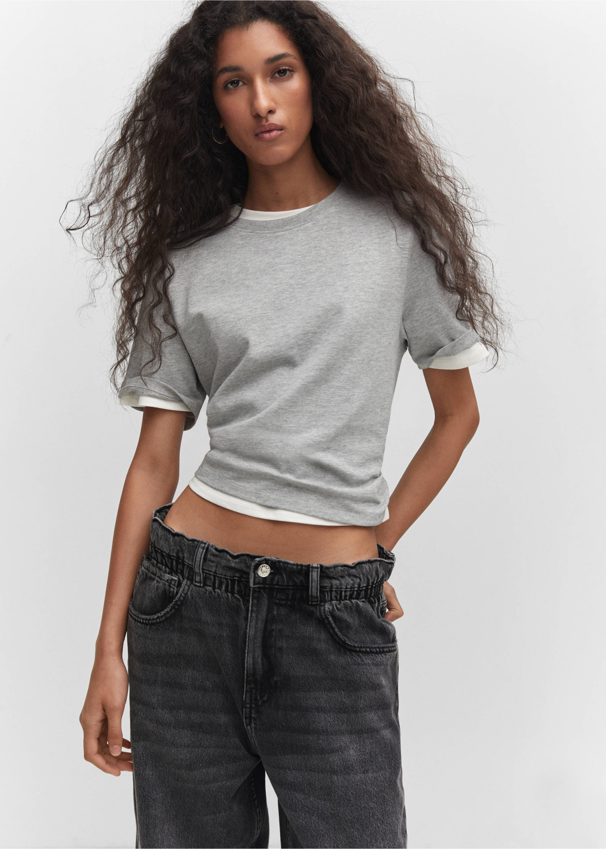 Jeans slouchy cintura elastica - Detalle del artículo 1, Denim negro. Ref: 57022896-00.