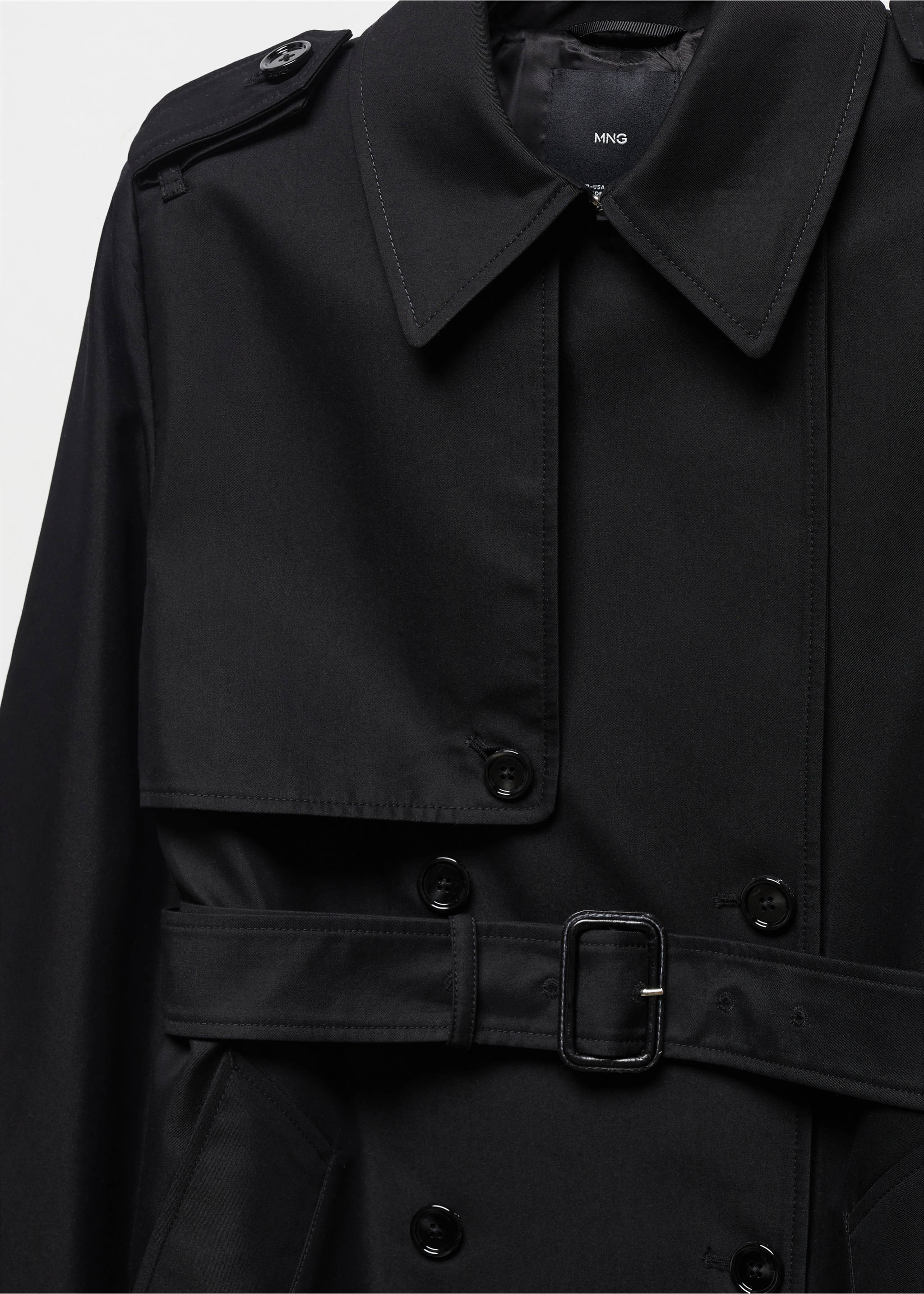 Trench impermeable doble botonadura - Detalle del artículo 8, Negro. Ref: 57023775-00.