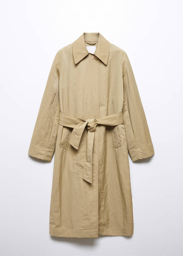 Fluid trench coat with tie — Beige