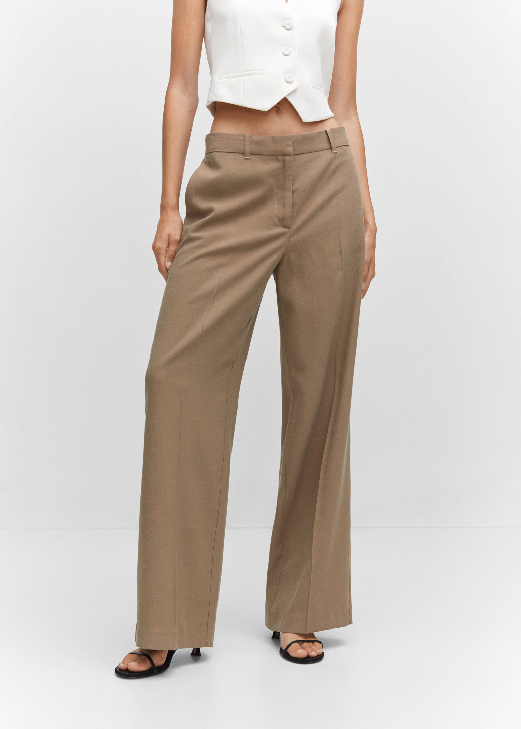Low-waist wide leg trousers - Medium plane