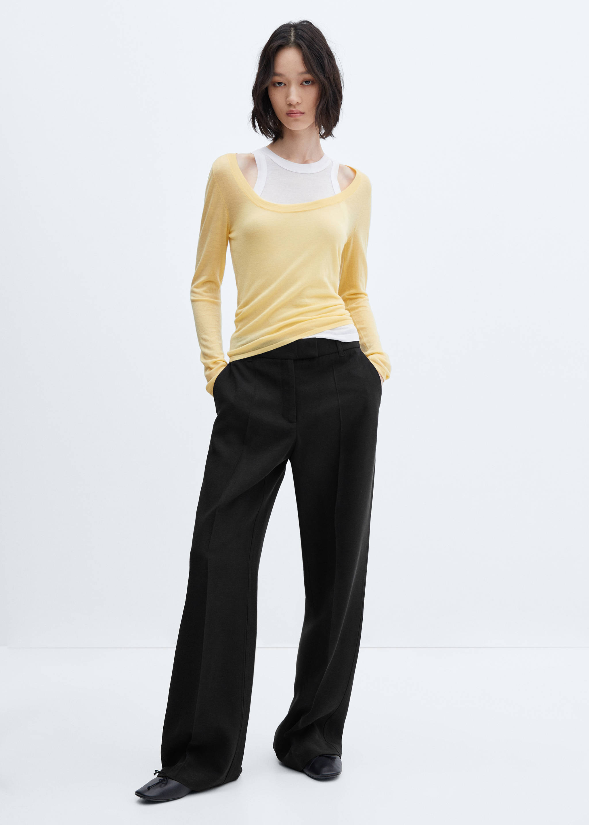 Low-waist wide leg trousers - General plane