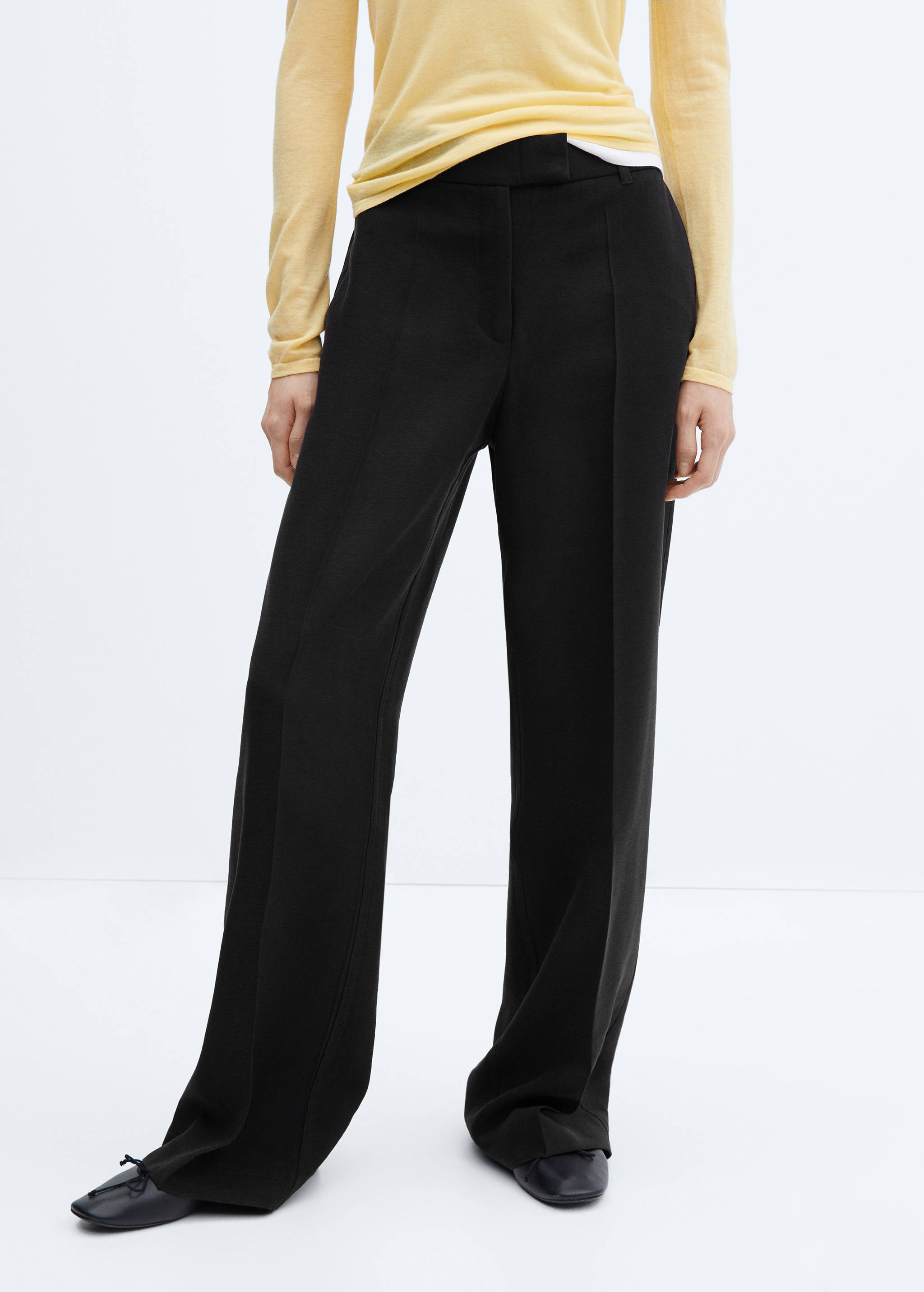 Low-waist wide leg trousers - Medium plane