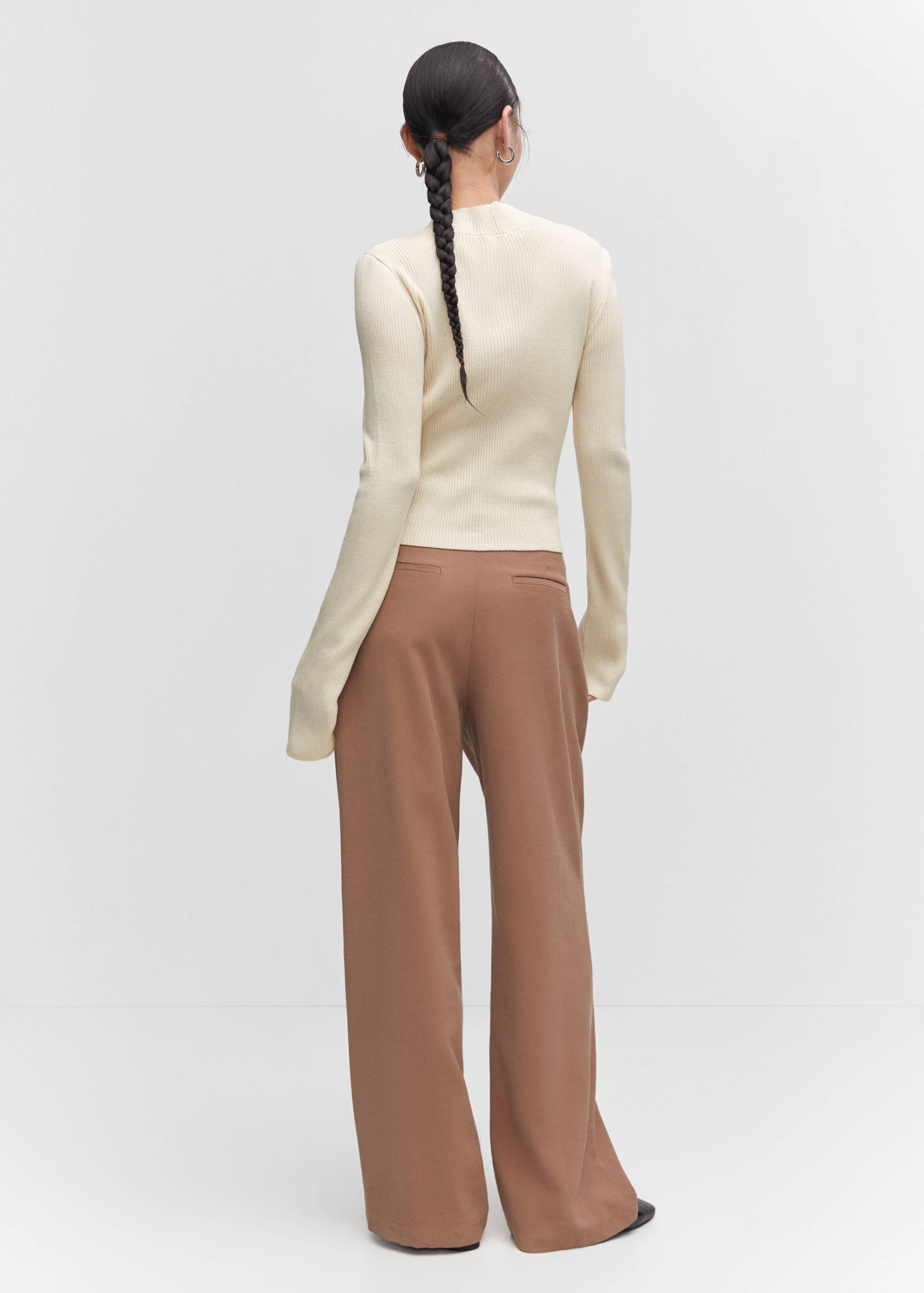 Knitted sweater with perkins neck - Reverse of the article